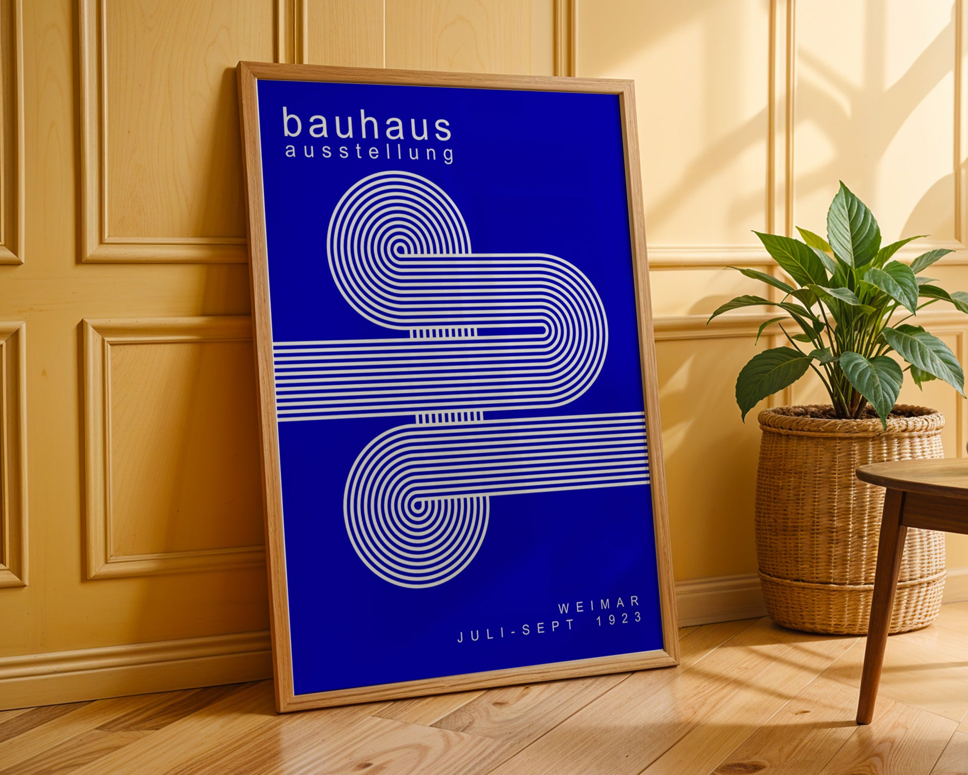 White Blue Lines Minimalist Bauhaus Poster A62 - GroovyGrove