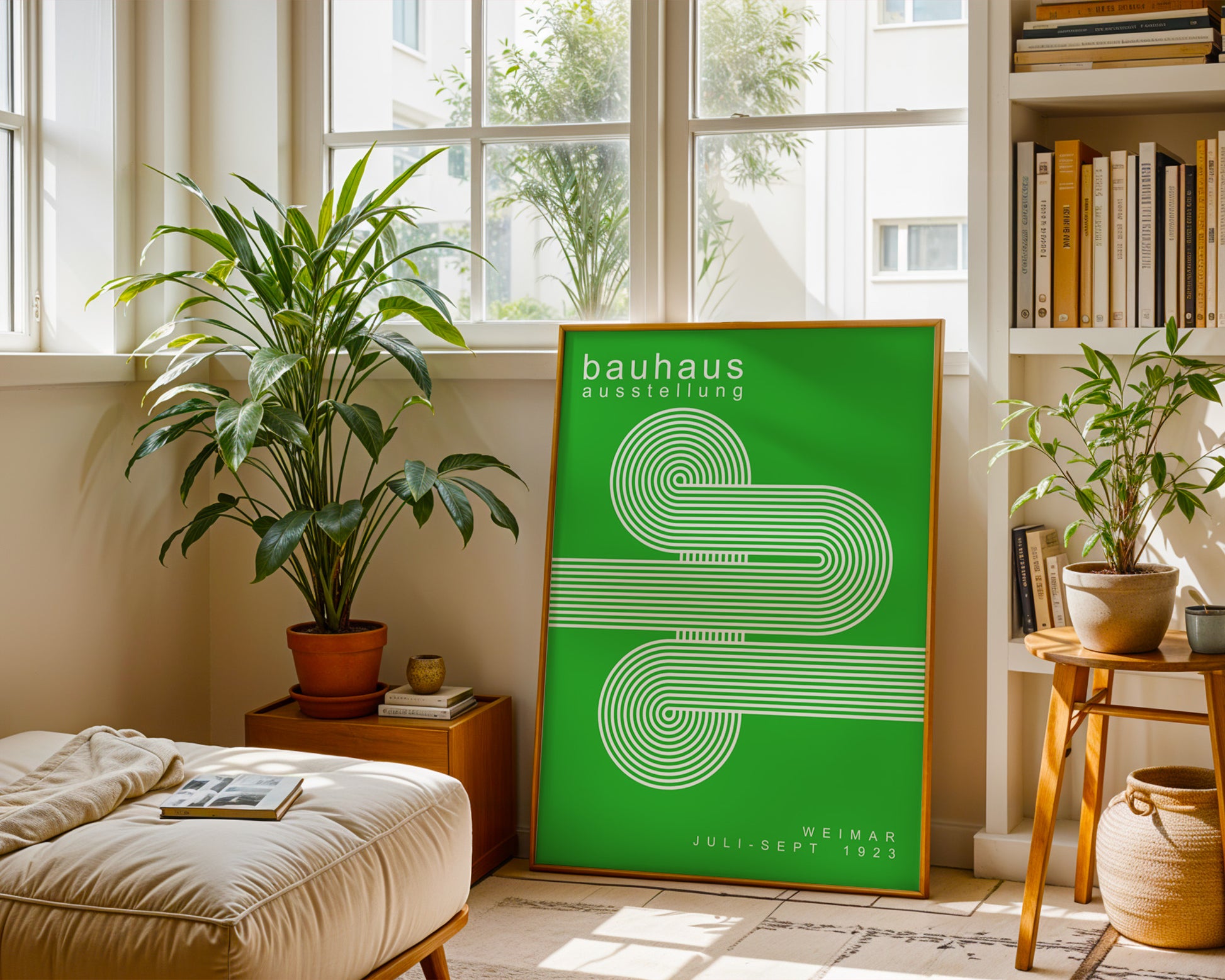 White Green Lines Minimalist Bauhaus Poster A63 - GroovyGrove