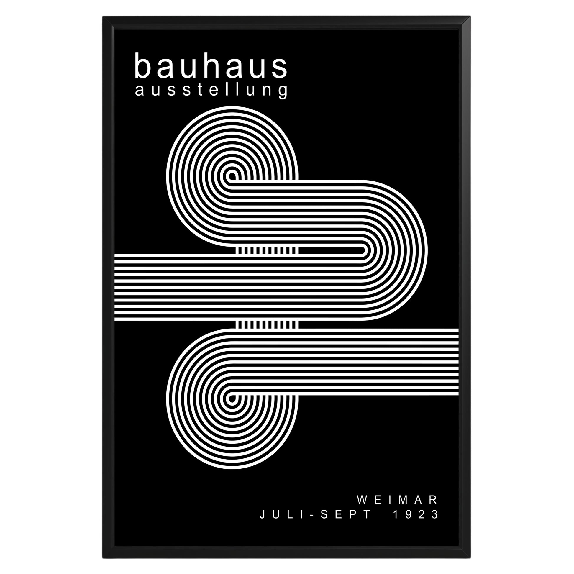 Black White Lines Minimalist Bauhaus Poster A64 - GroovyGrove