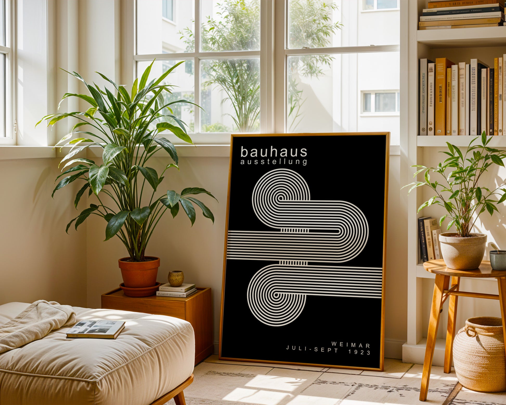 Black White Lines Minimalist Bauhaus Poster A64 - GroovyGrove