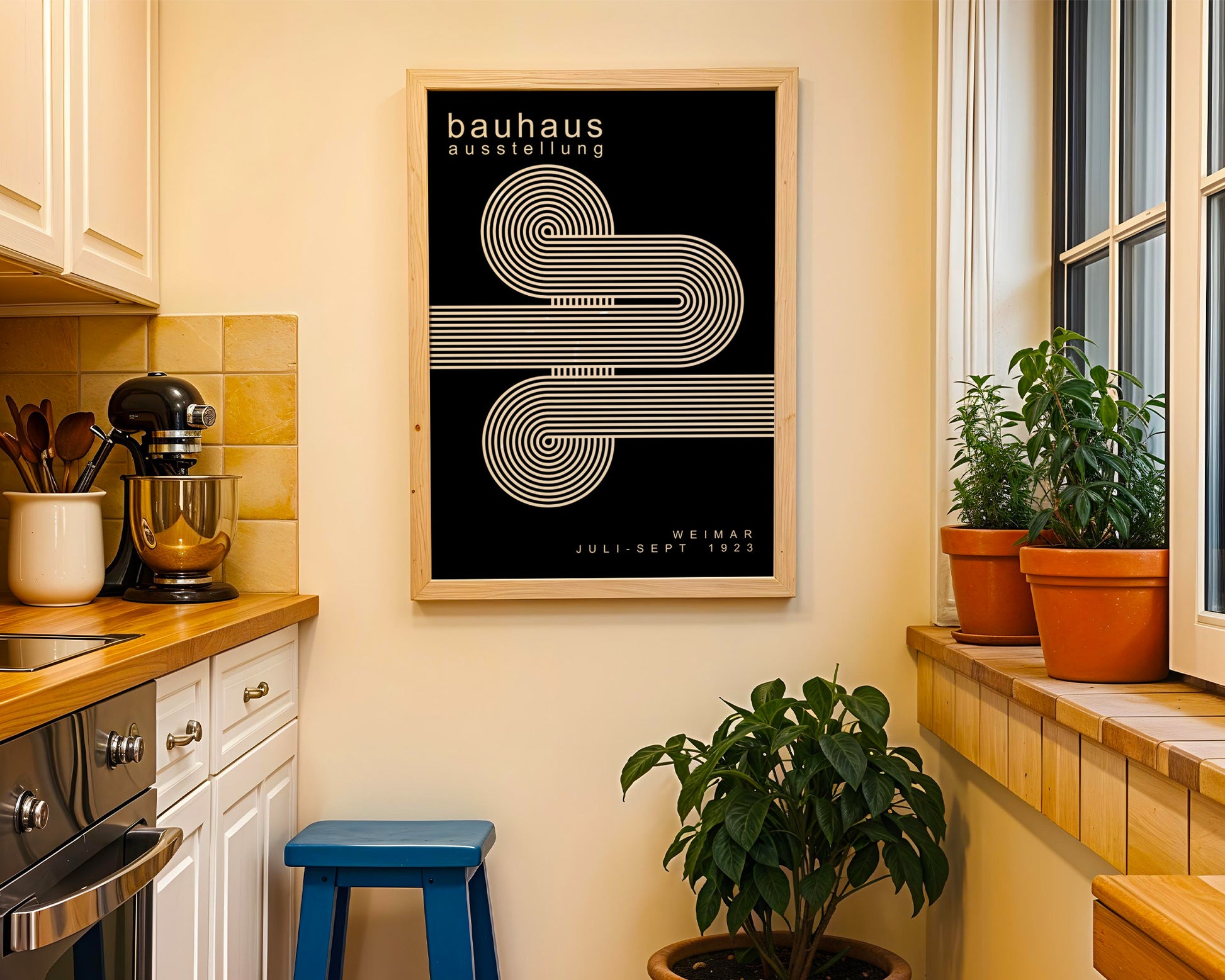 Black White Lines Minimalist Bauhaus Poster A64 - GroovyGrove