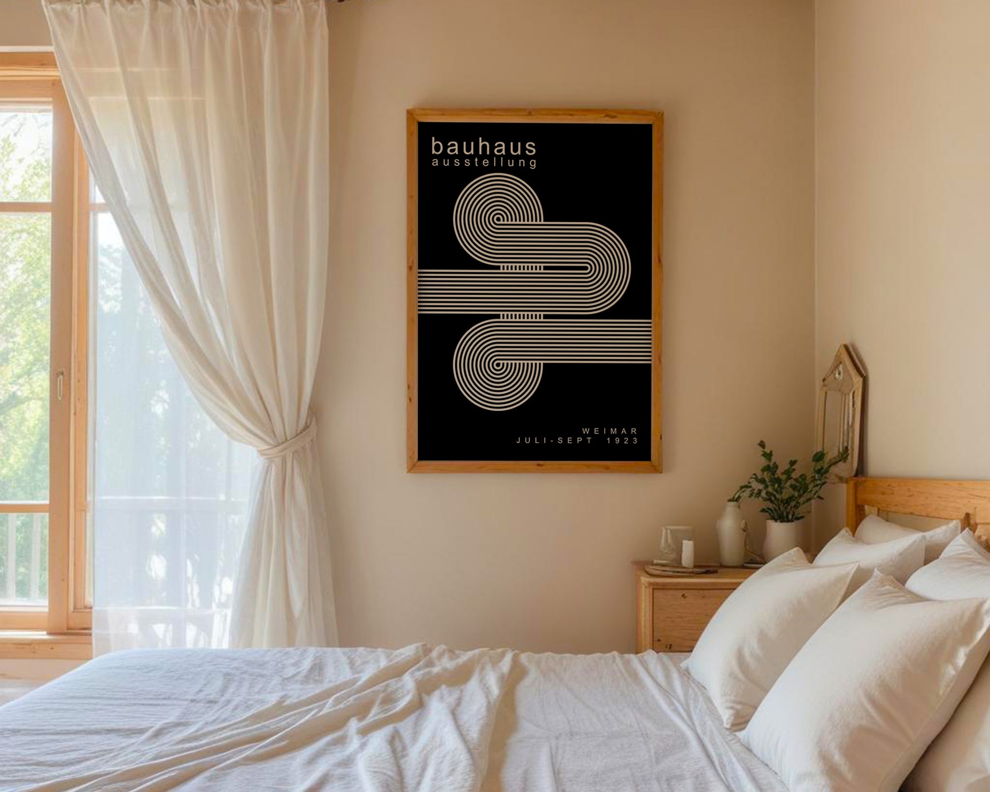 Black White Lines Minimalist Bauhaus Poster A64 - GroovyGrove