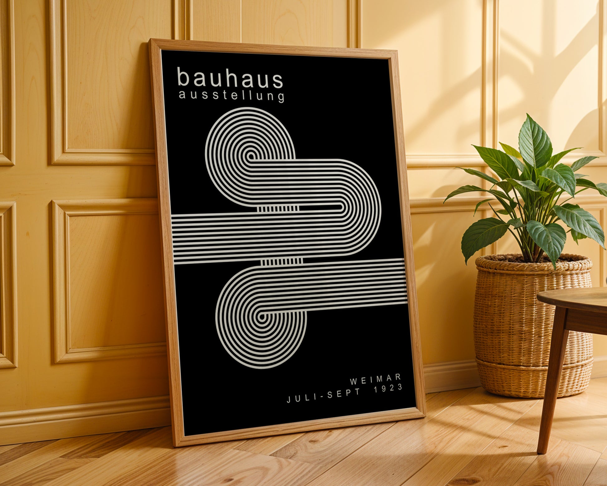 Black White Lines Minimalist Bauhaus Poster A64 - GroovyGrove