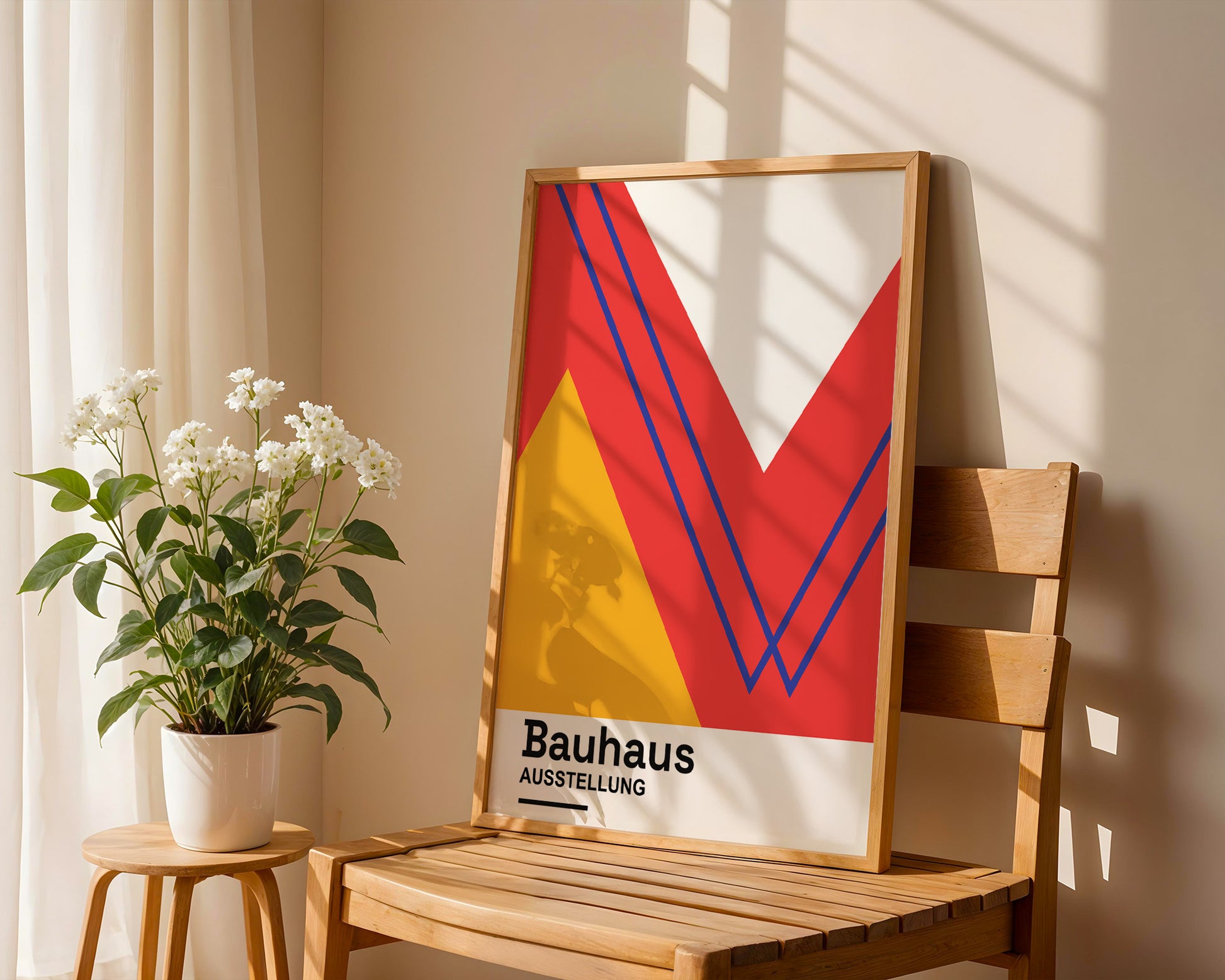 Red Orange Abstract Geometric Bauhaus Poster A68 - GroovyGrove