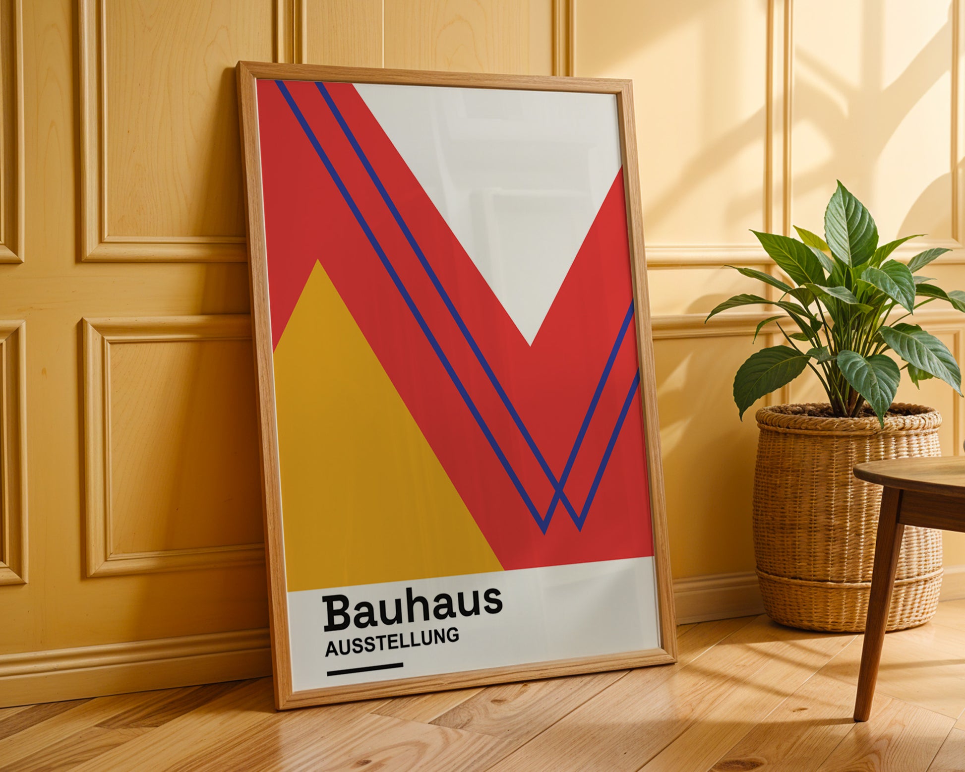 Red Orange Abstract Geometric Bauhaus Poster A68 - GroovyGrove