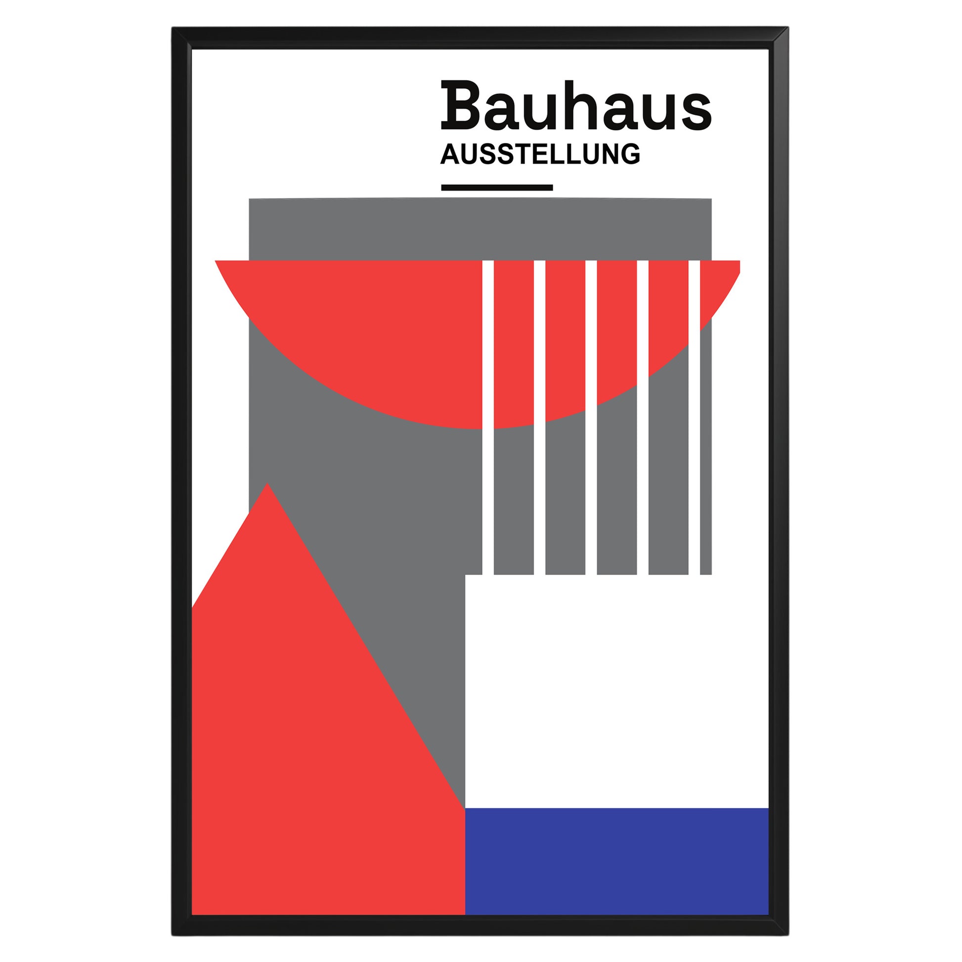 Red Blue Abstract Geometric Bauhaus Poster A69 - GroovyGrove