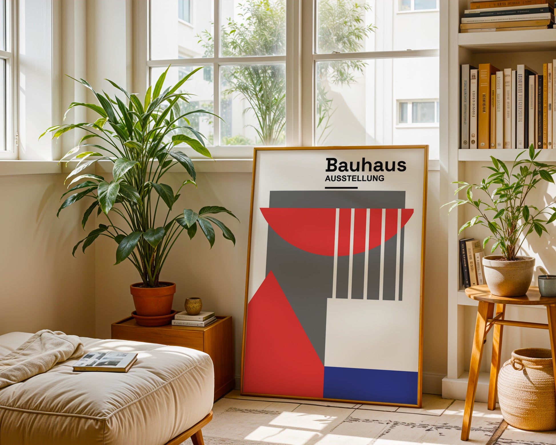 Red Blue Abstract Geometric Bauhaus Poster A69 - GroovyGrove