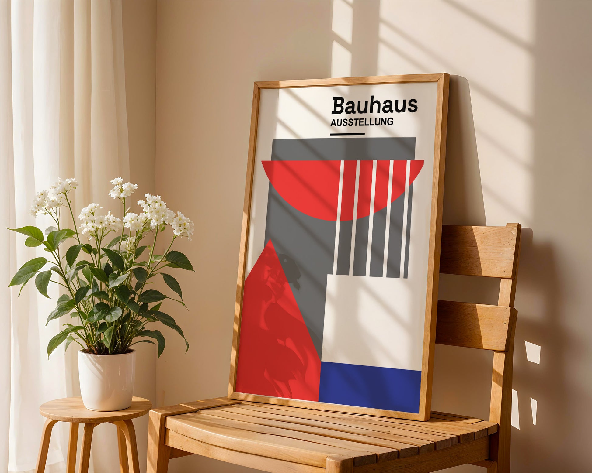 Red Blue Abstract Geometric Bauhaus Poster A69 - GroovyGrove