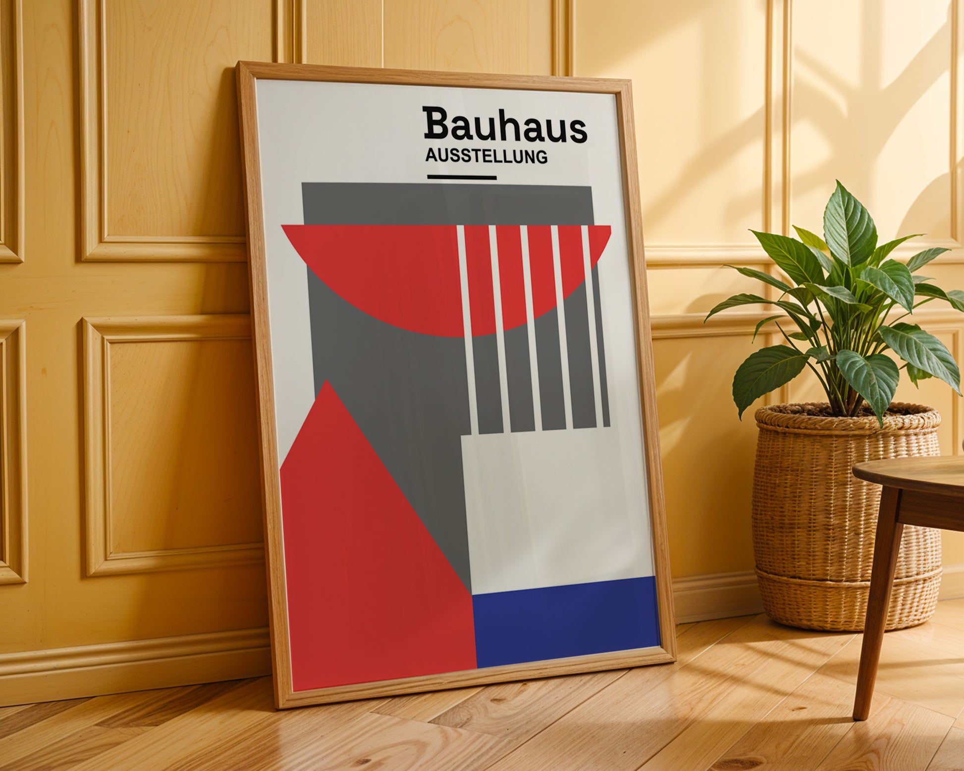 Red Blue Abstract Geometric Bauhaus Poster A69 - GroovyGrove