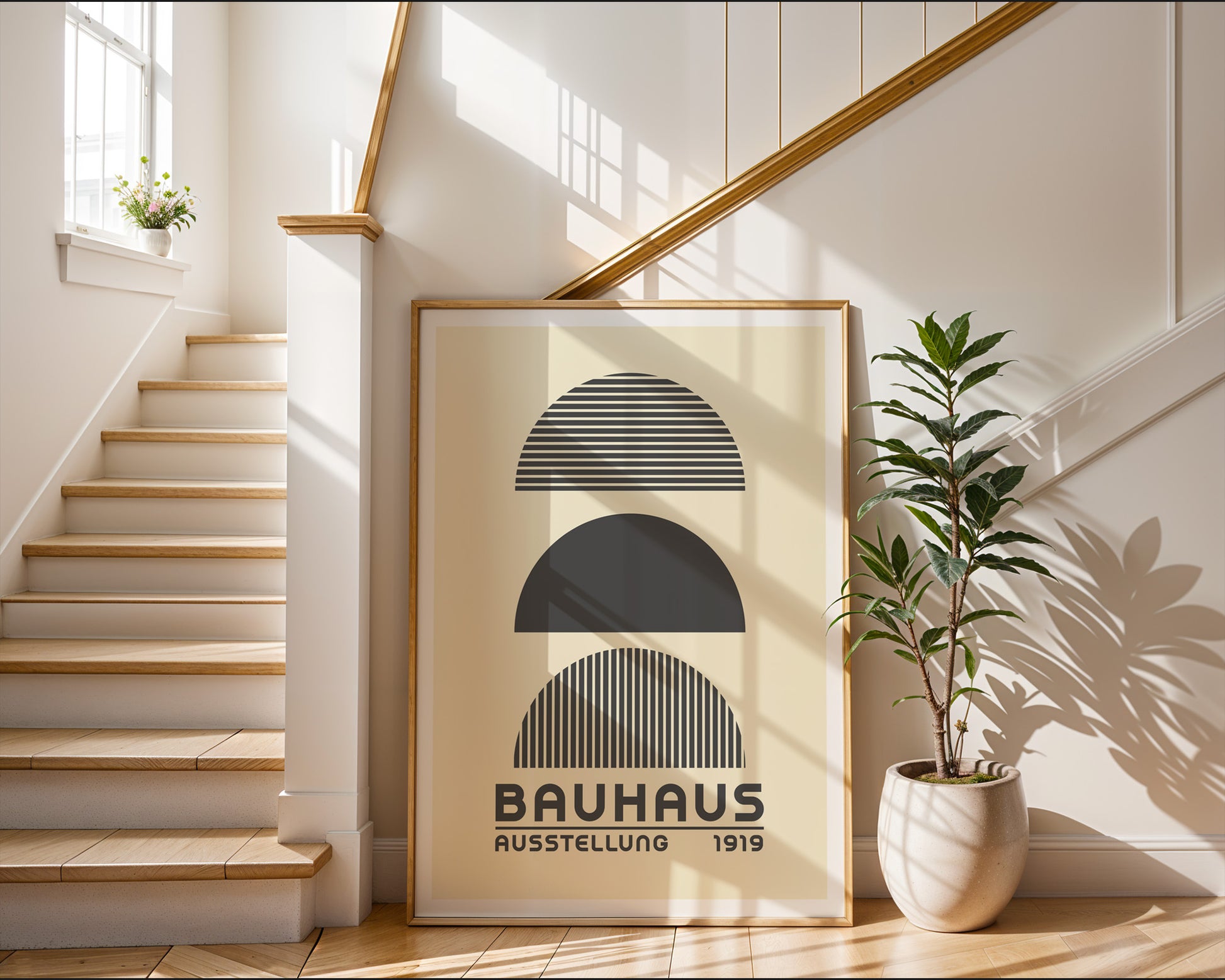 Bauhaus Ausstellung Grayscale Geometric Poster A6 - GroovyGrove