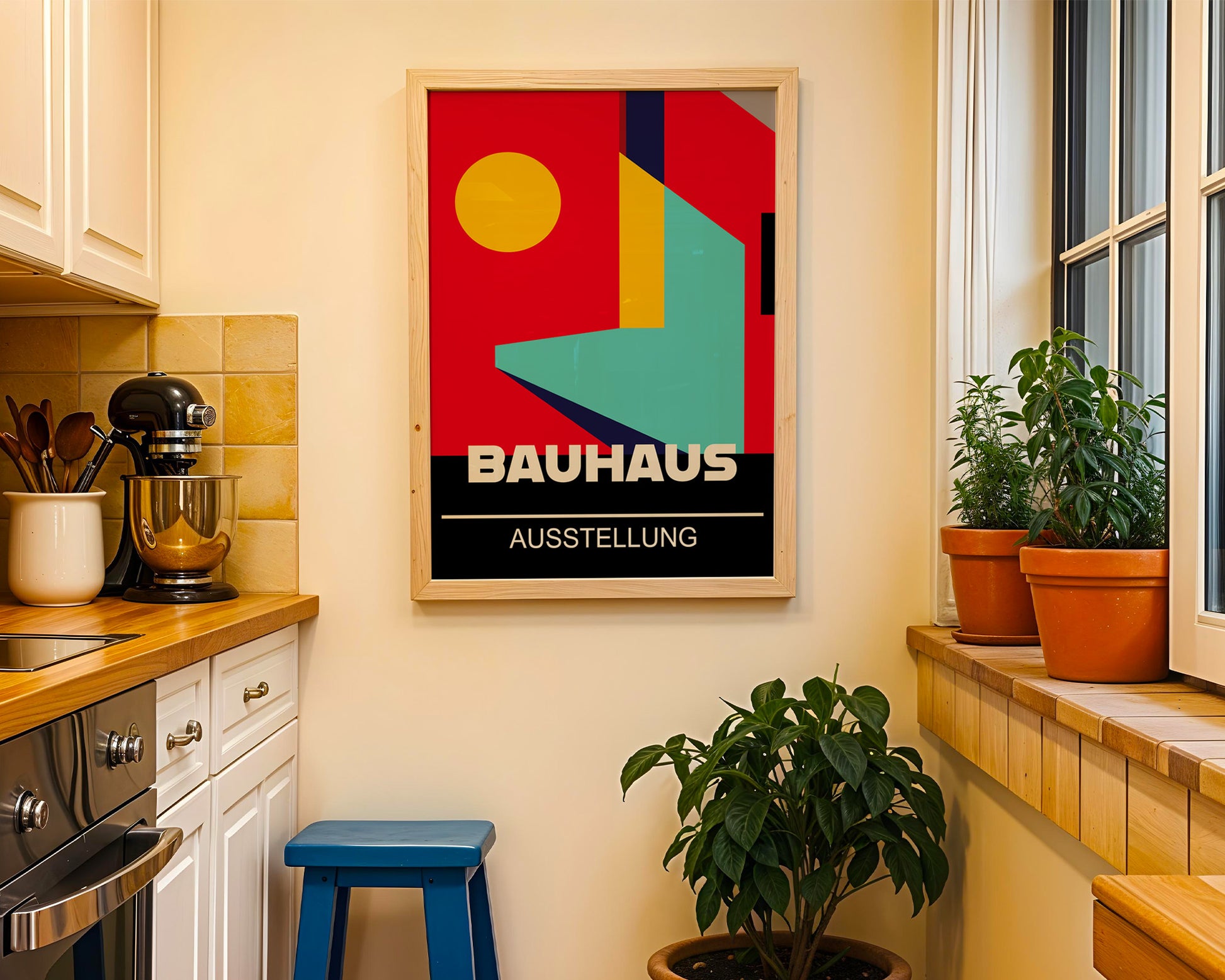 Black Red Abstract Geometric Bauhaus Poster A73 - GroovyGrove