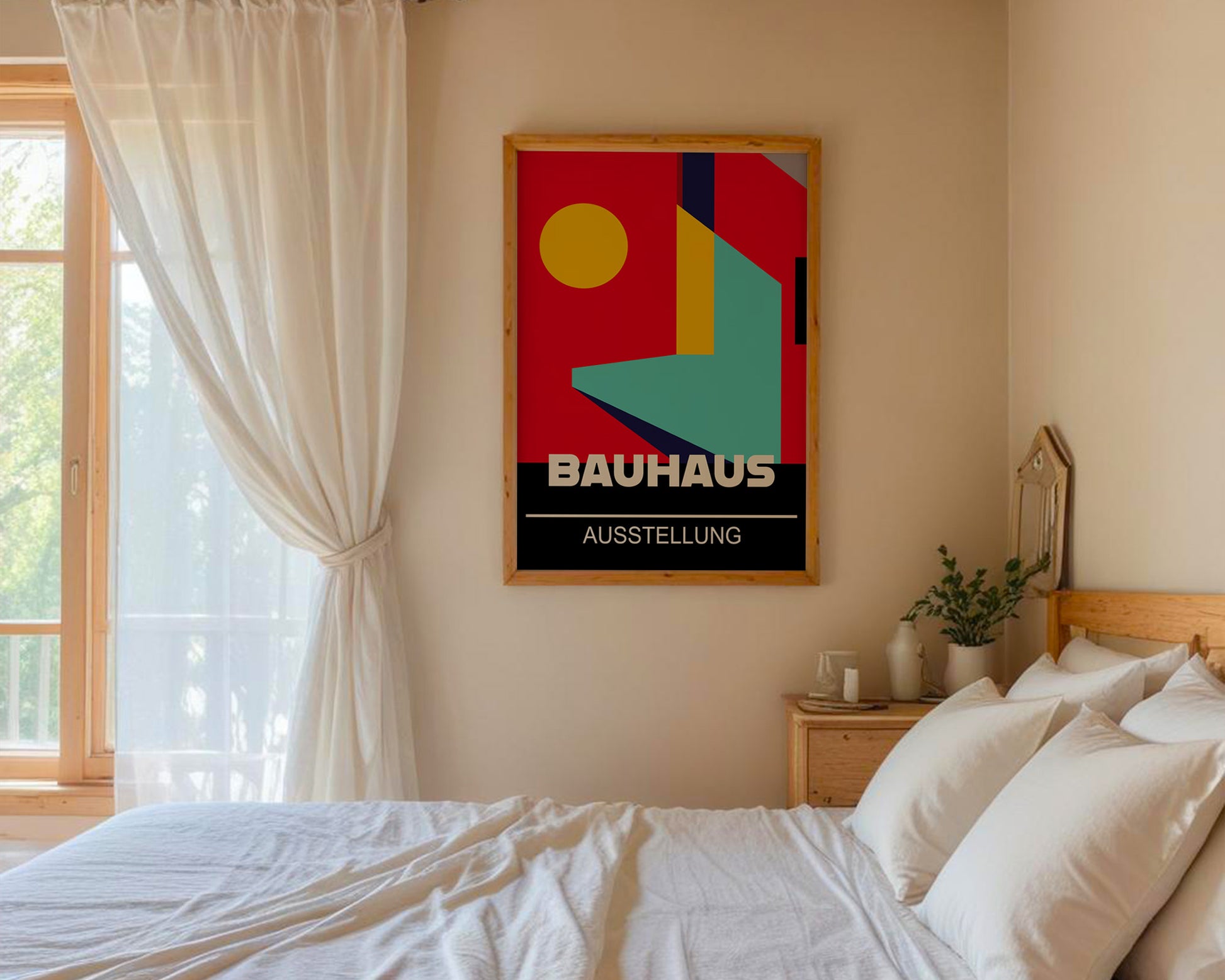 Black Red Abstract Geometric Bauhaus Poster A73 - GroovyGrove