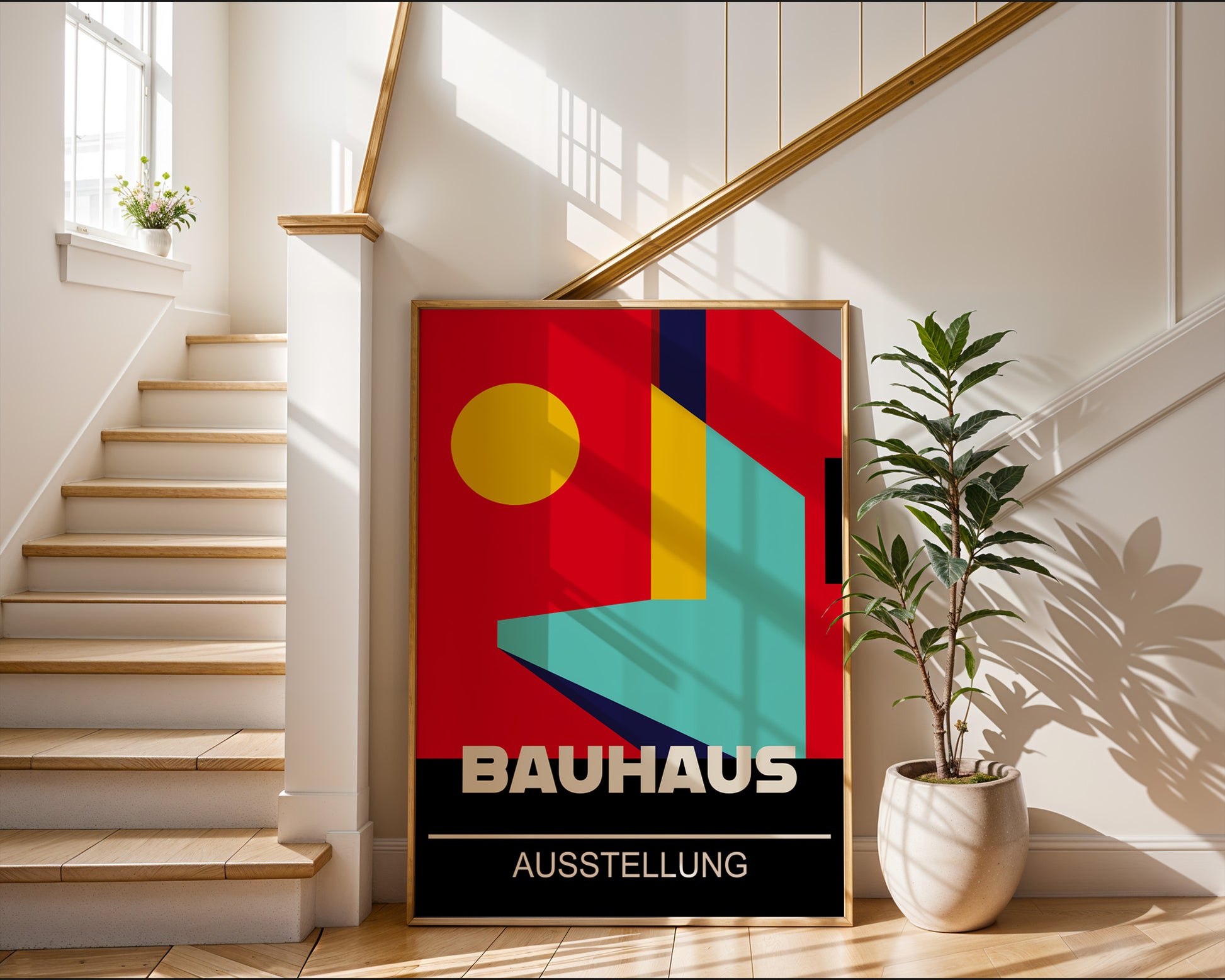 Black Red Abstract Geometric Bauhaus Poster A73 - GroovyGrove