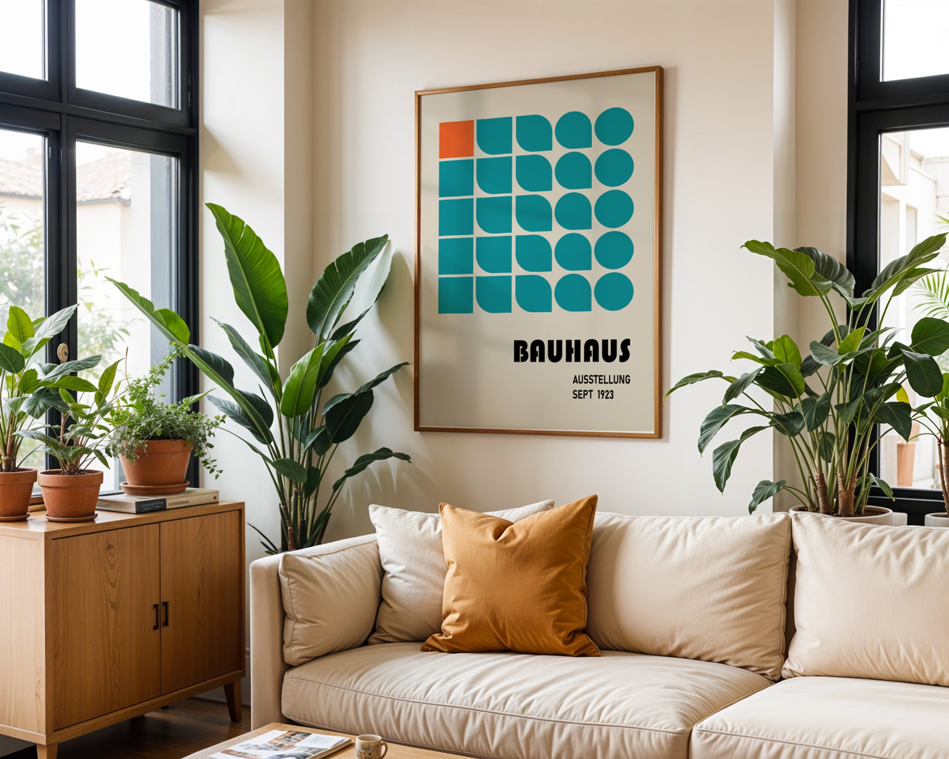 Orange Blue Green Geometric Bauhaus Poster A95 - GroovyGrove