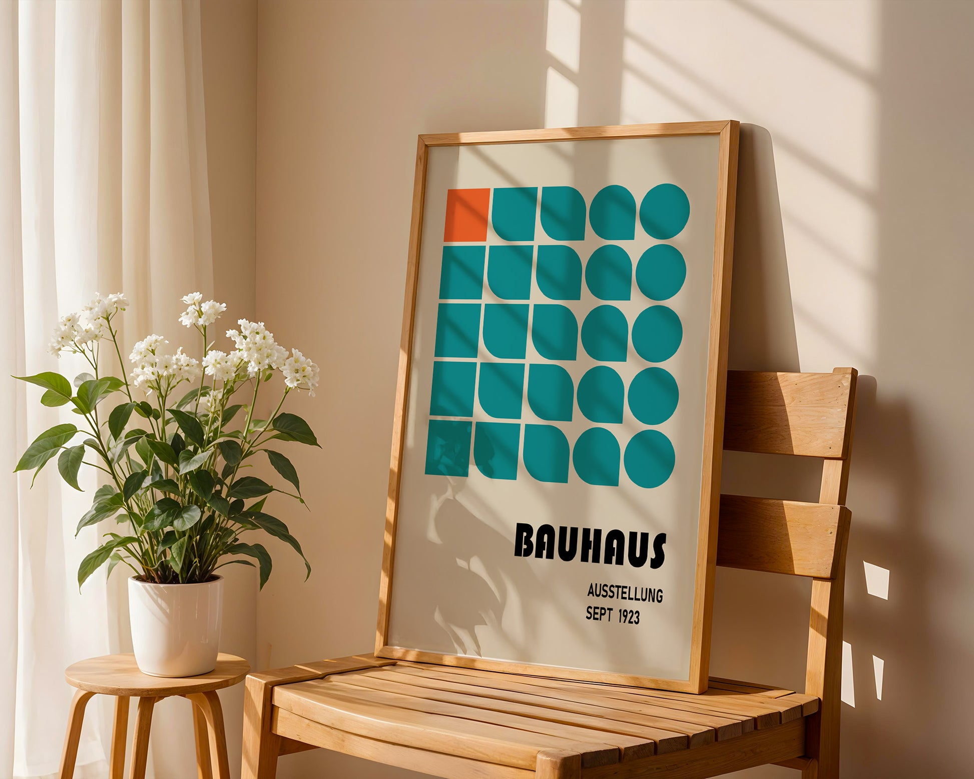 Orange Blue Green Geometric Bauhaus Poster A95 - GroovyGrove