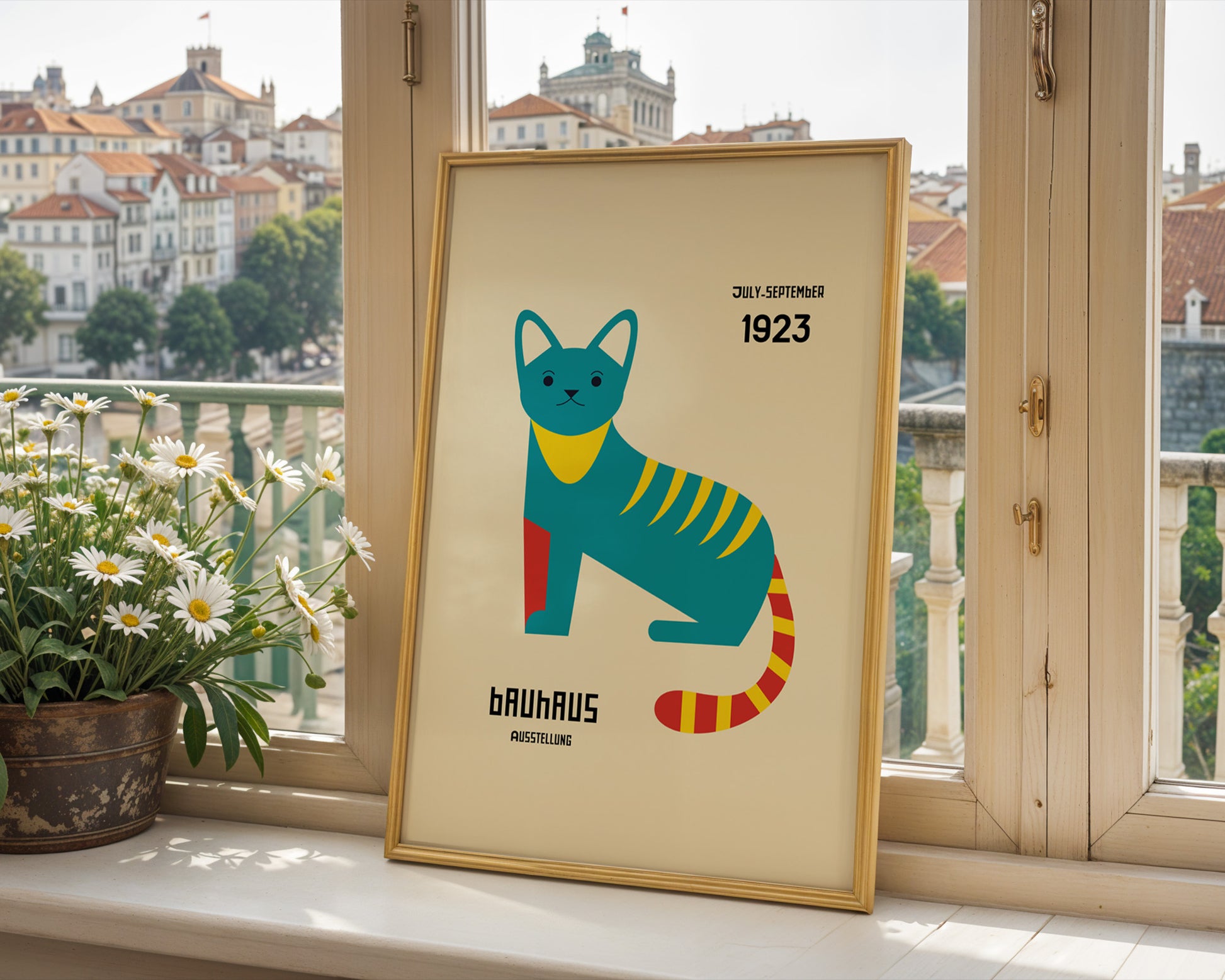 Geometric Cat Bauhaus Poster A98 - GroovyGrove