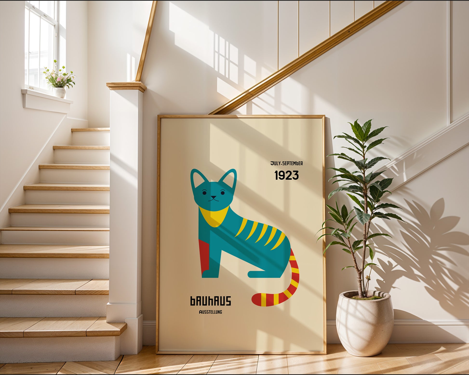 Geometric Cat Bauhaus Poster A98 - GroovyGrove