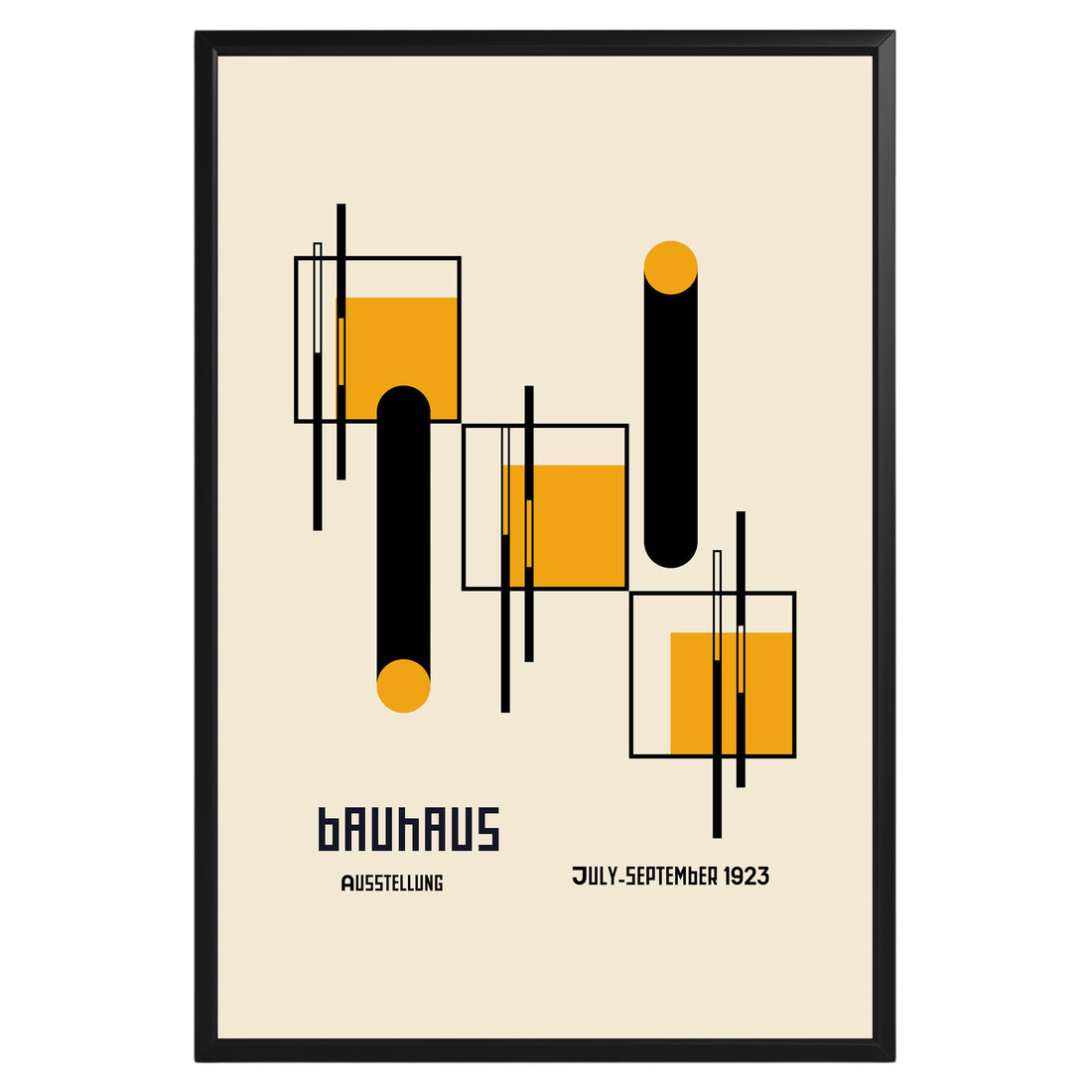 Black Yellow Geometric Bauhaus Poster A99 - GroovyGrove