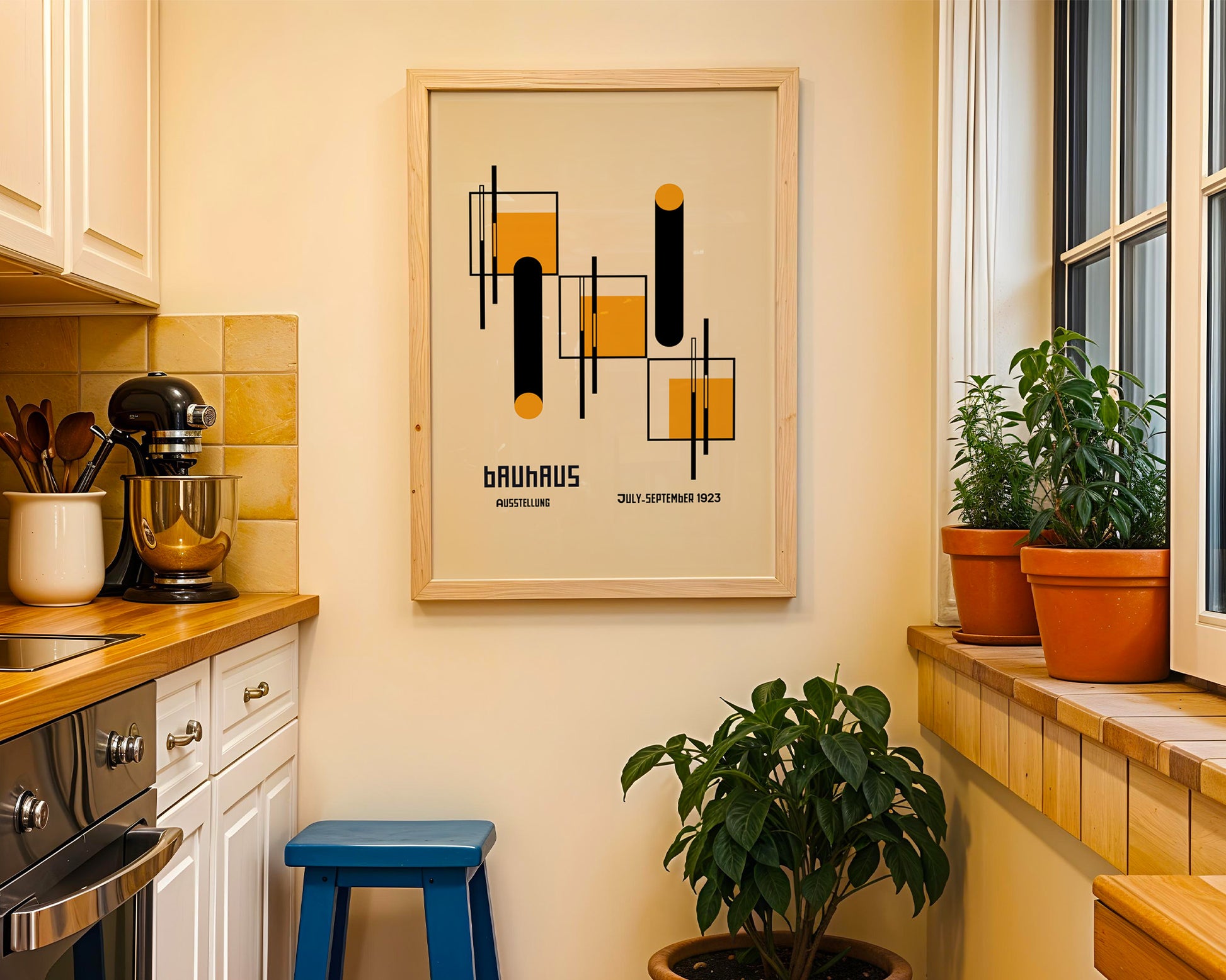 Black Yellow Geometric Bauhaus Poster A99 - GroovyGrove