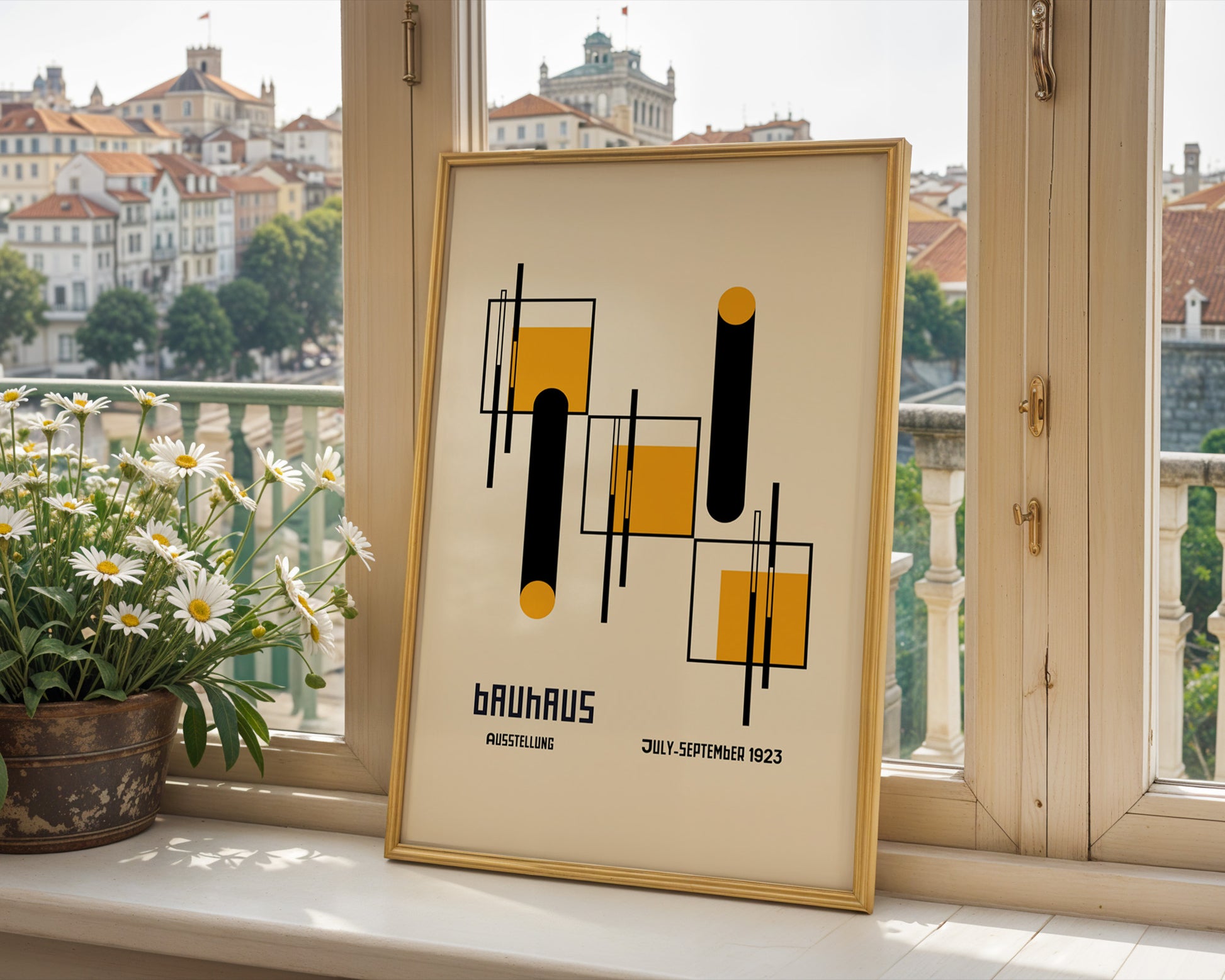 Black Yellow Geometric Bauhaus Poster A99 - GroovyGrove