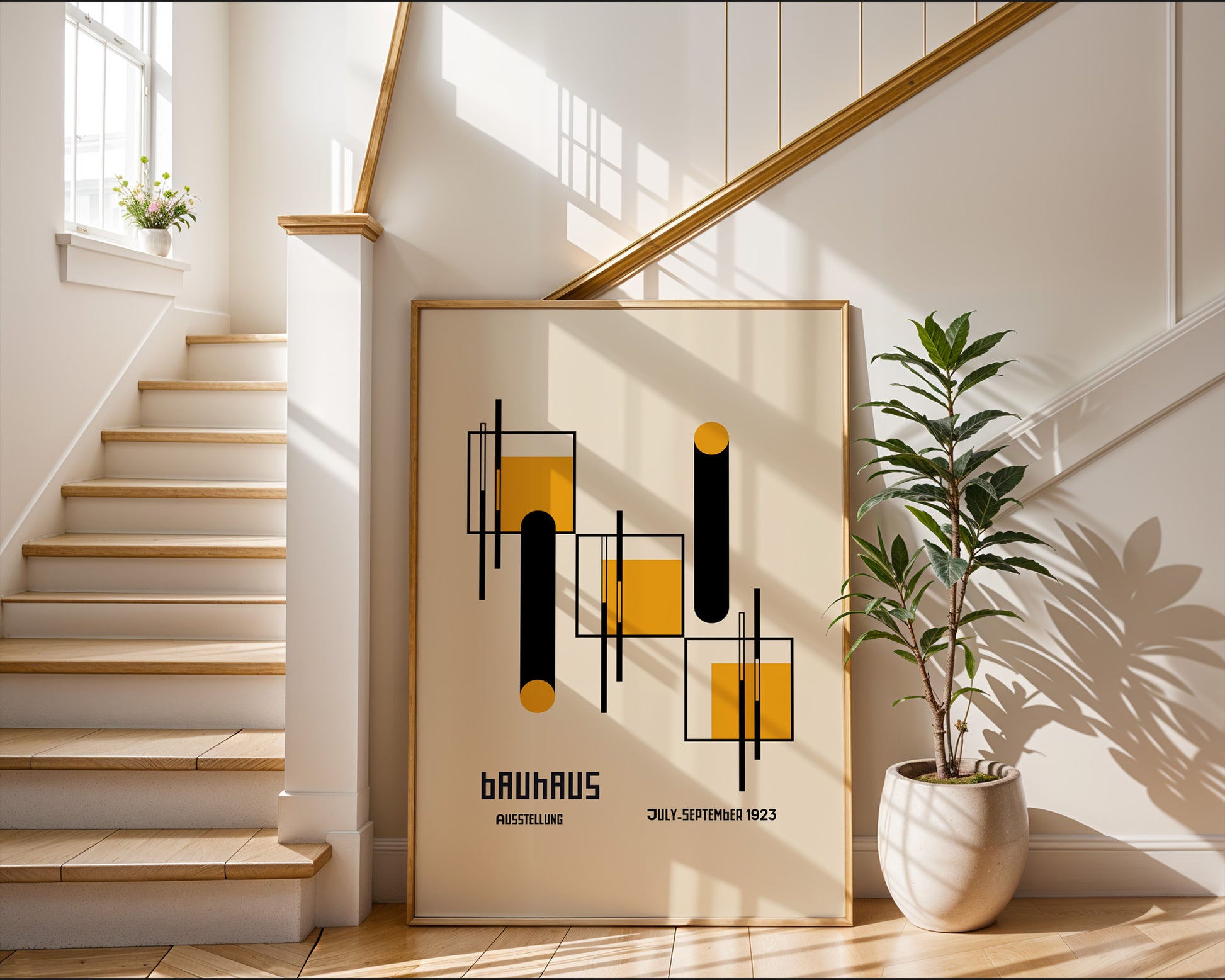 Black Yellow Geometric Bauhaus Poster A99 - GroovyGrove