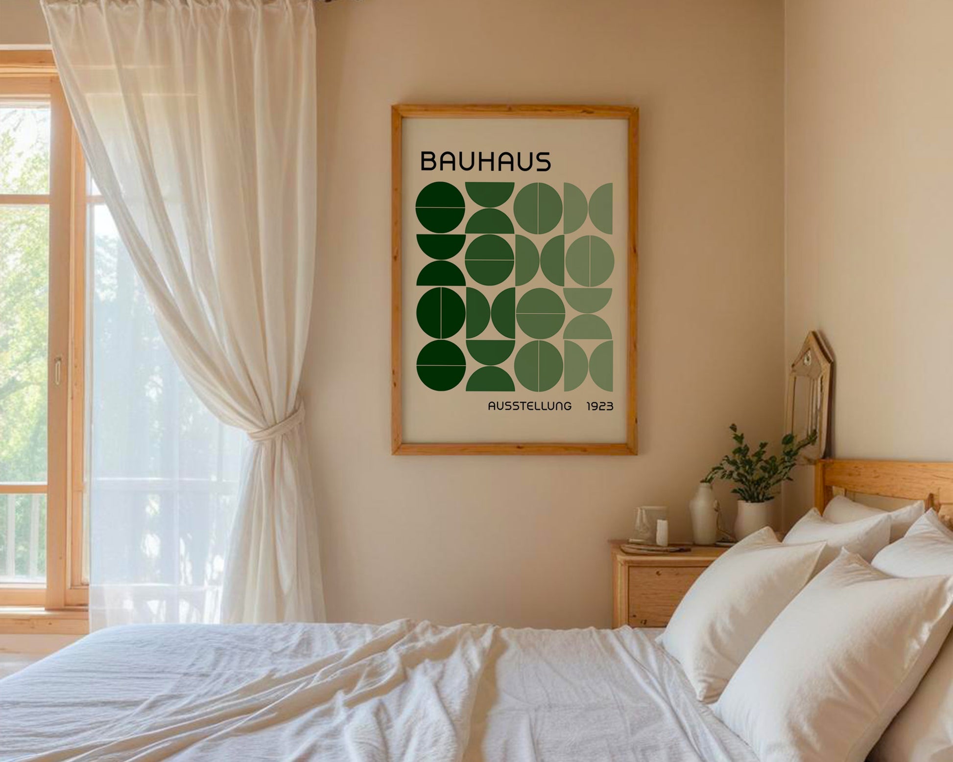 Bauhaus Green Semi Circles Poster A9 - GroovyGrove