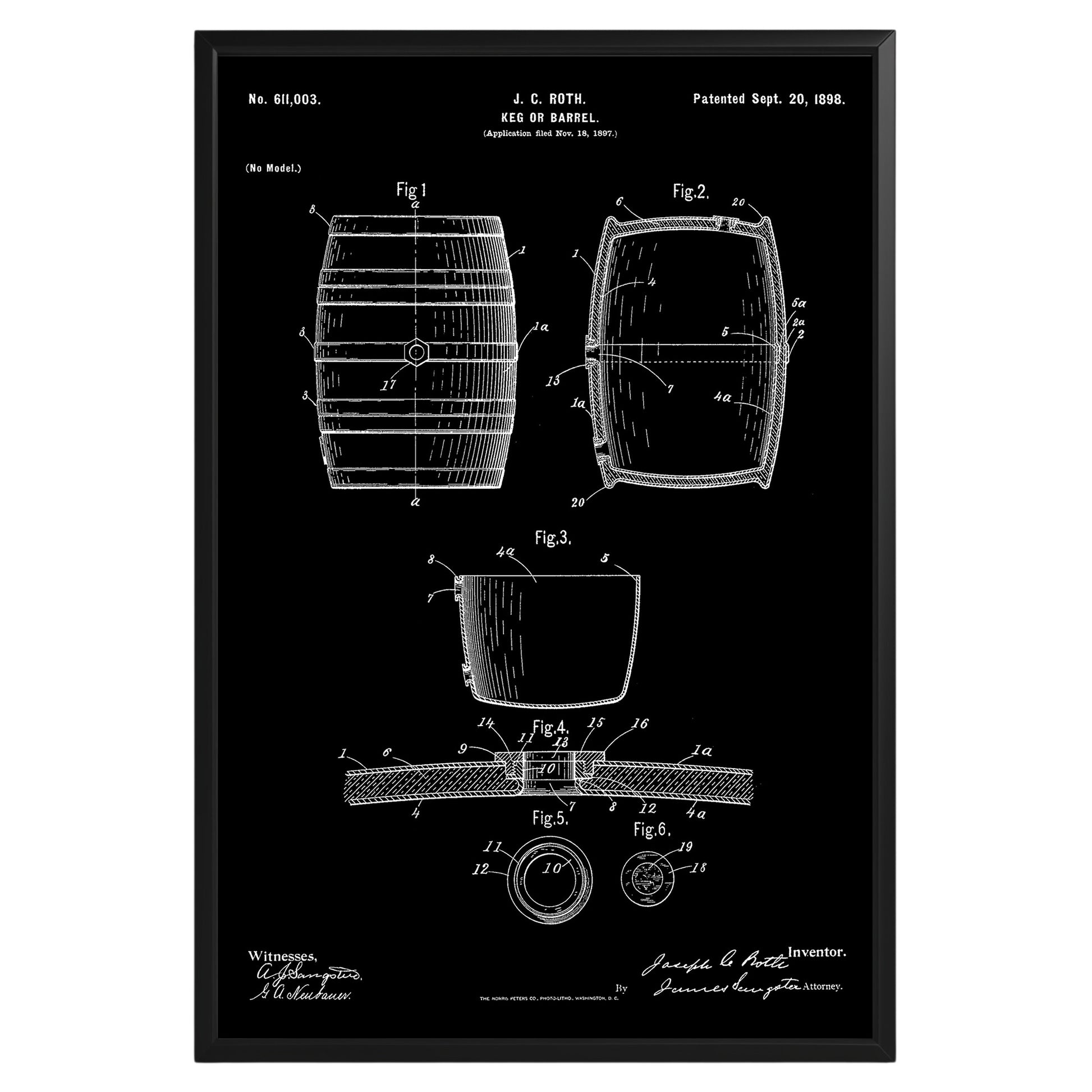 Beer Barrel 1898 Patent Poster - GroovyGrove