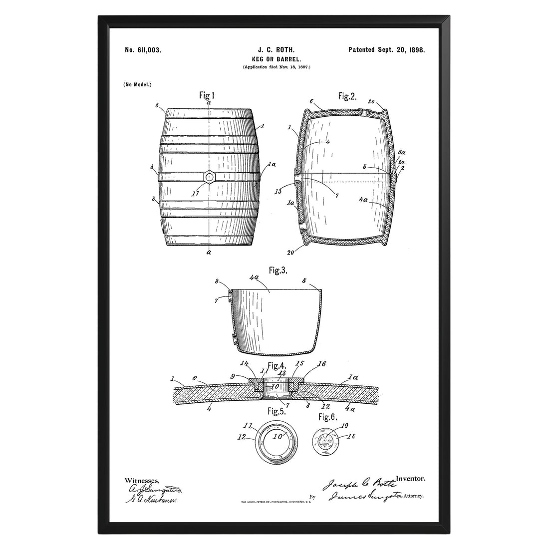 Beer Barrel 1898 Patent Poster - GroovyGrove