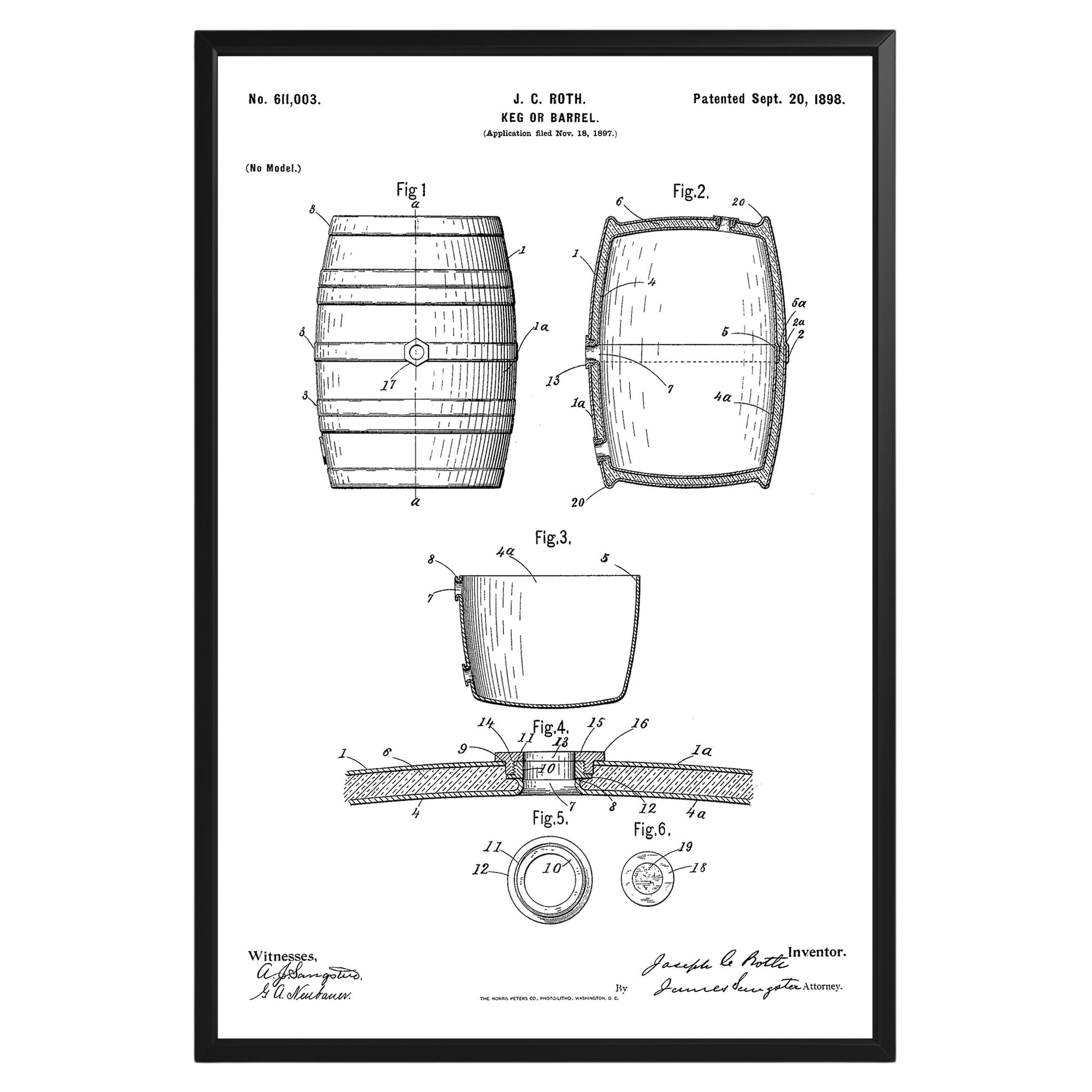 Beer Barrel 1898 Patent Poster - GroovyGrove