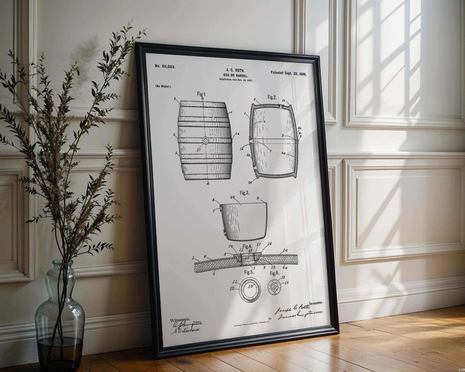 Beer Barrel 1898 Patent Poster - GroovyGrove