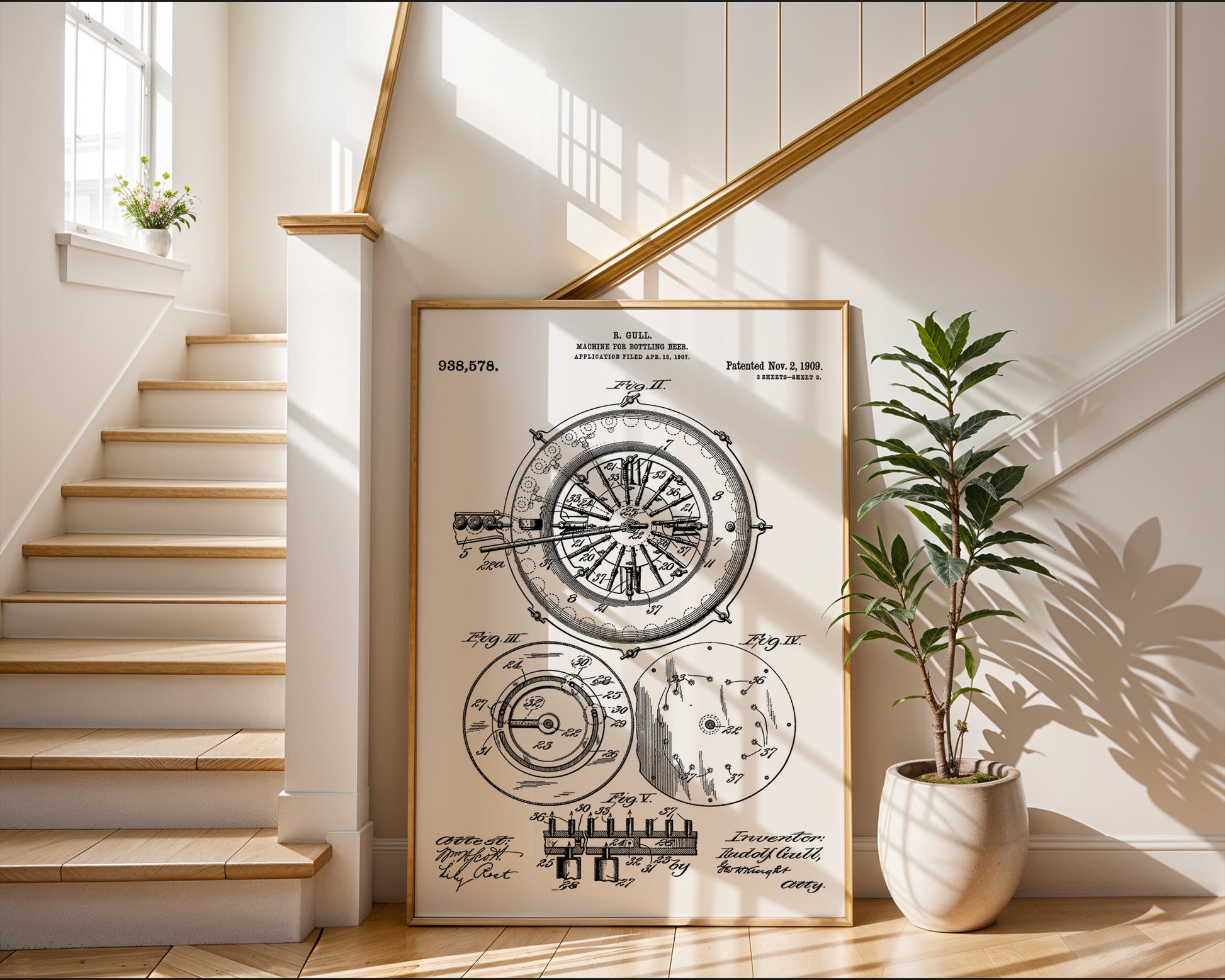 Beer Bottling Machine 1909 Patent Poster - GroovyGrove