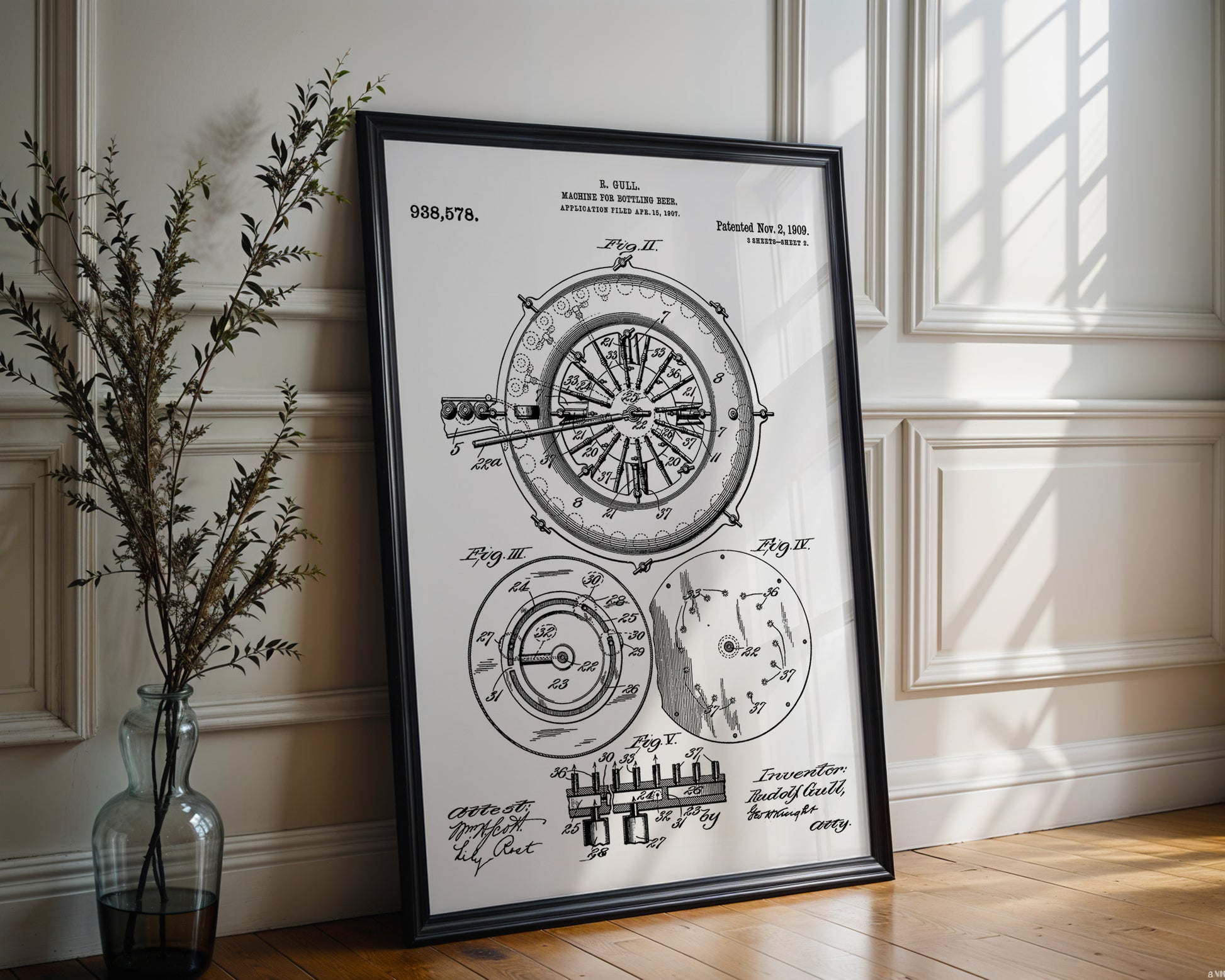 Beer Bottling Machine 1909 Patent Poster - GroovyGrove