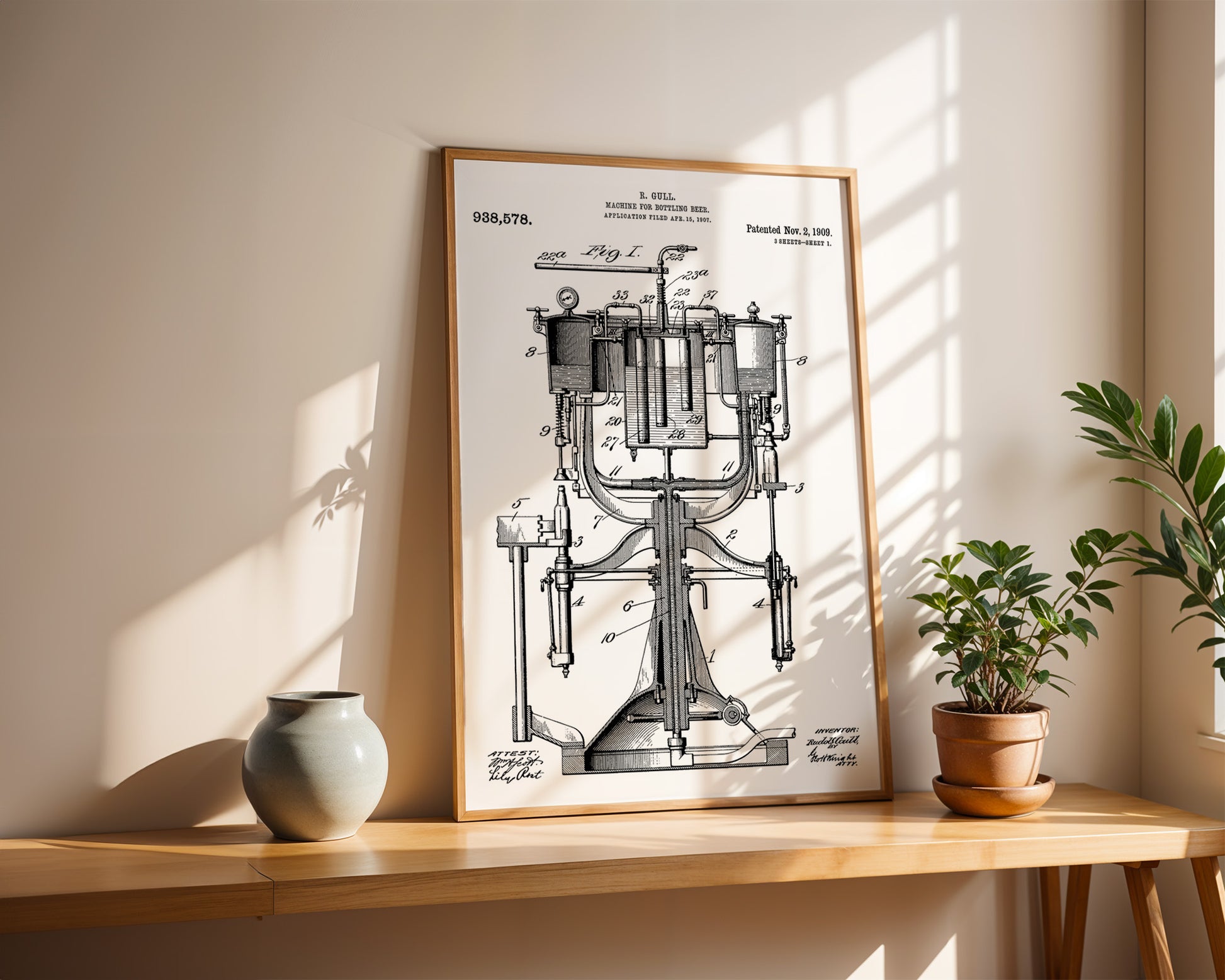 Beer Bottling Machine 1909 Patent Poster - GroovyGrove