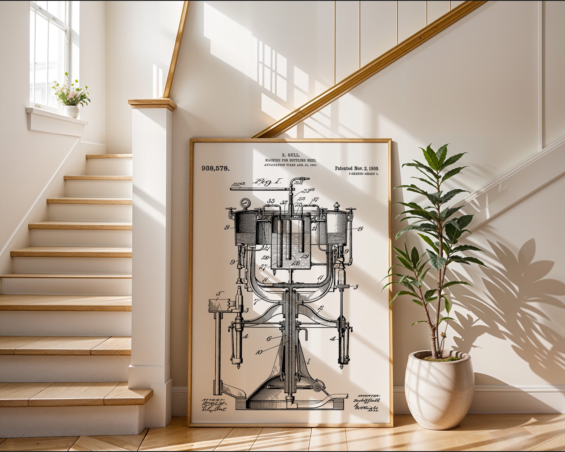 Beer Bottling Machine 1909 Patent Poster - GroovyGrove