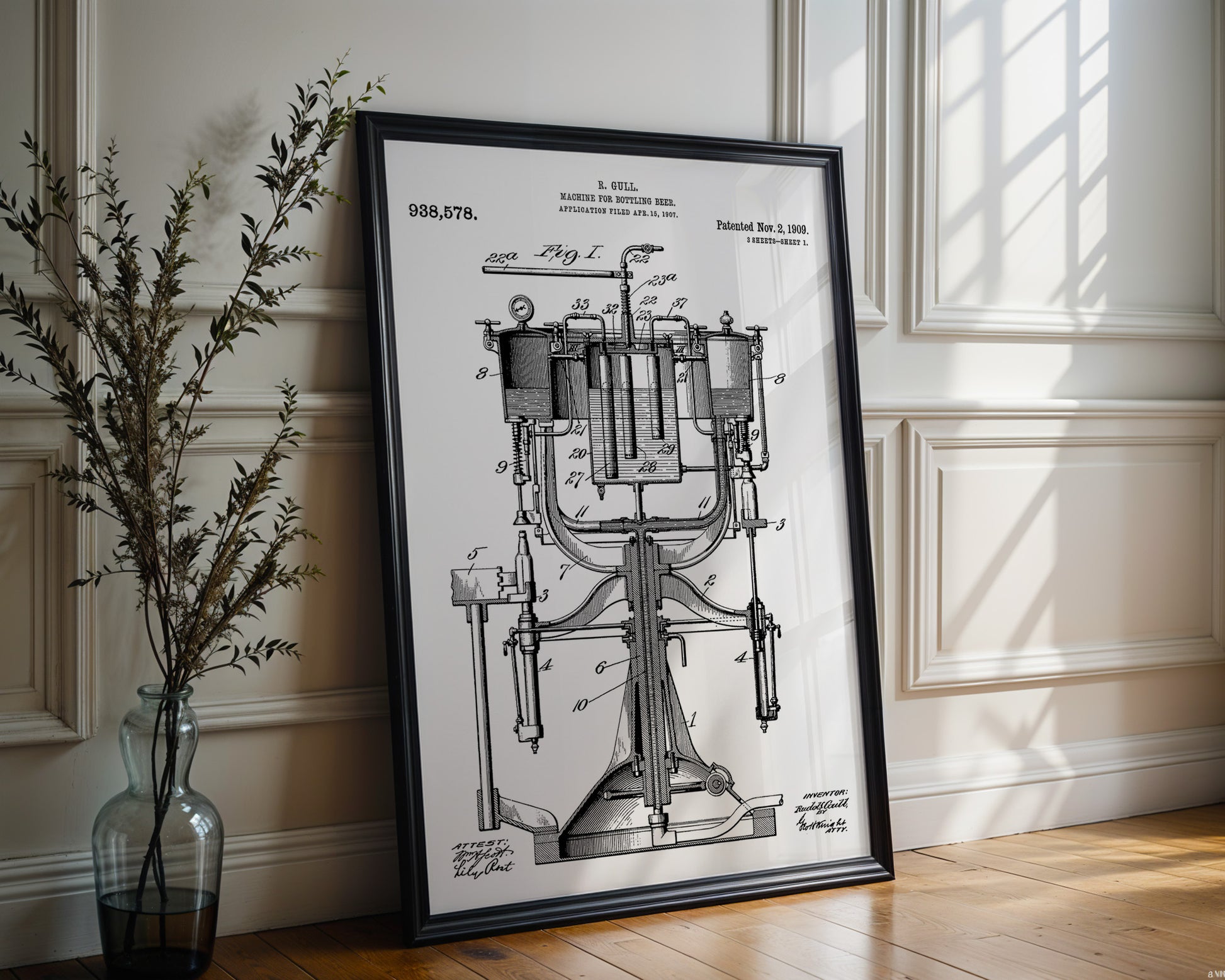 Beer Bottling Machine 1909 Patent Poster - GroovyGrove