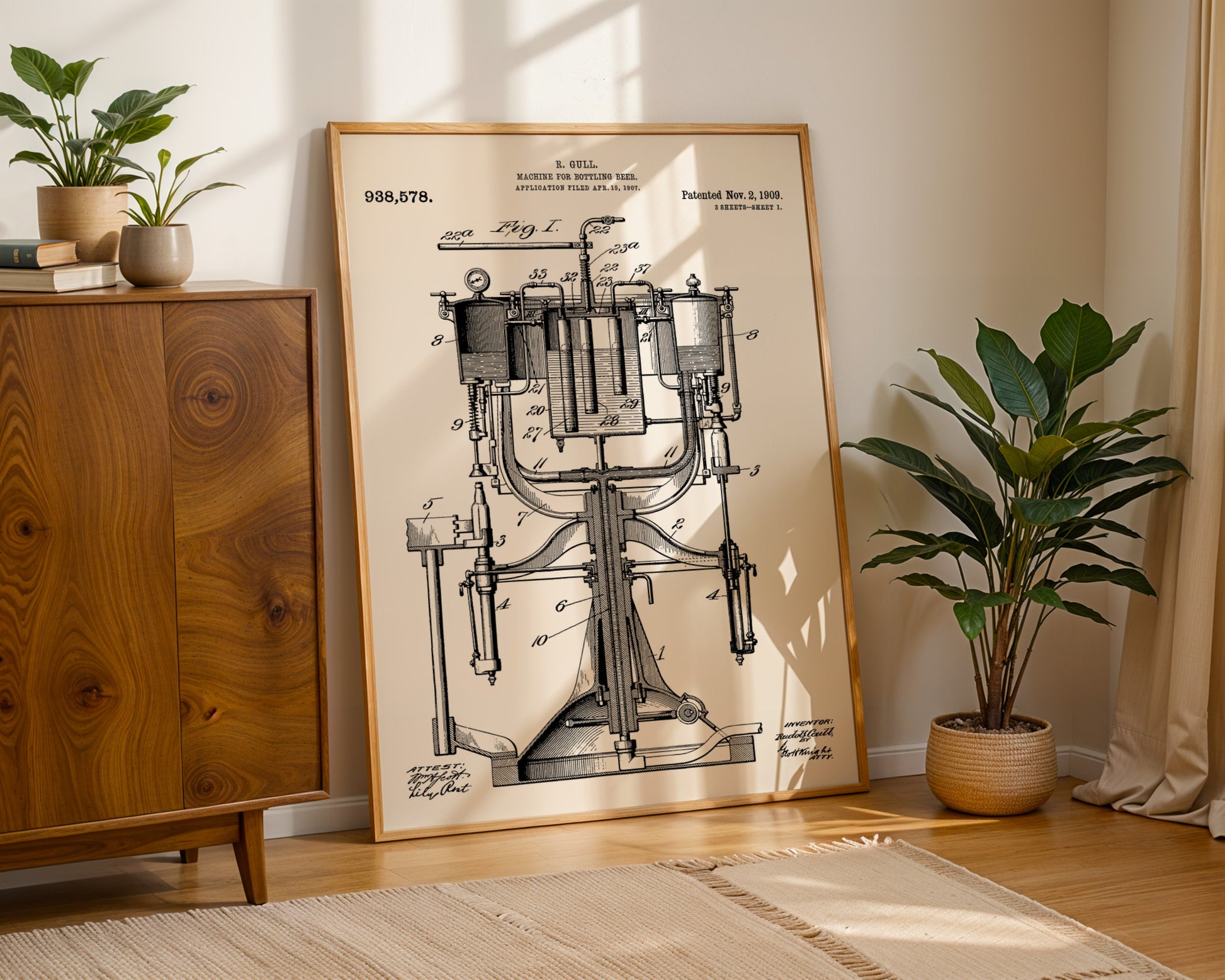 Beer Bottling Machine 1909 Patent Poster - GroovyGrove