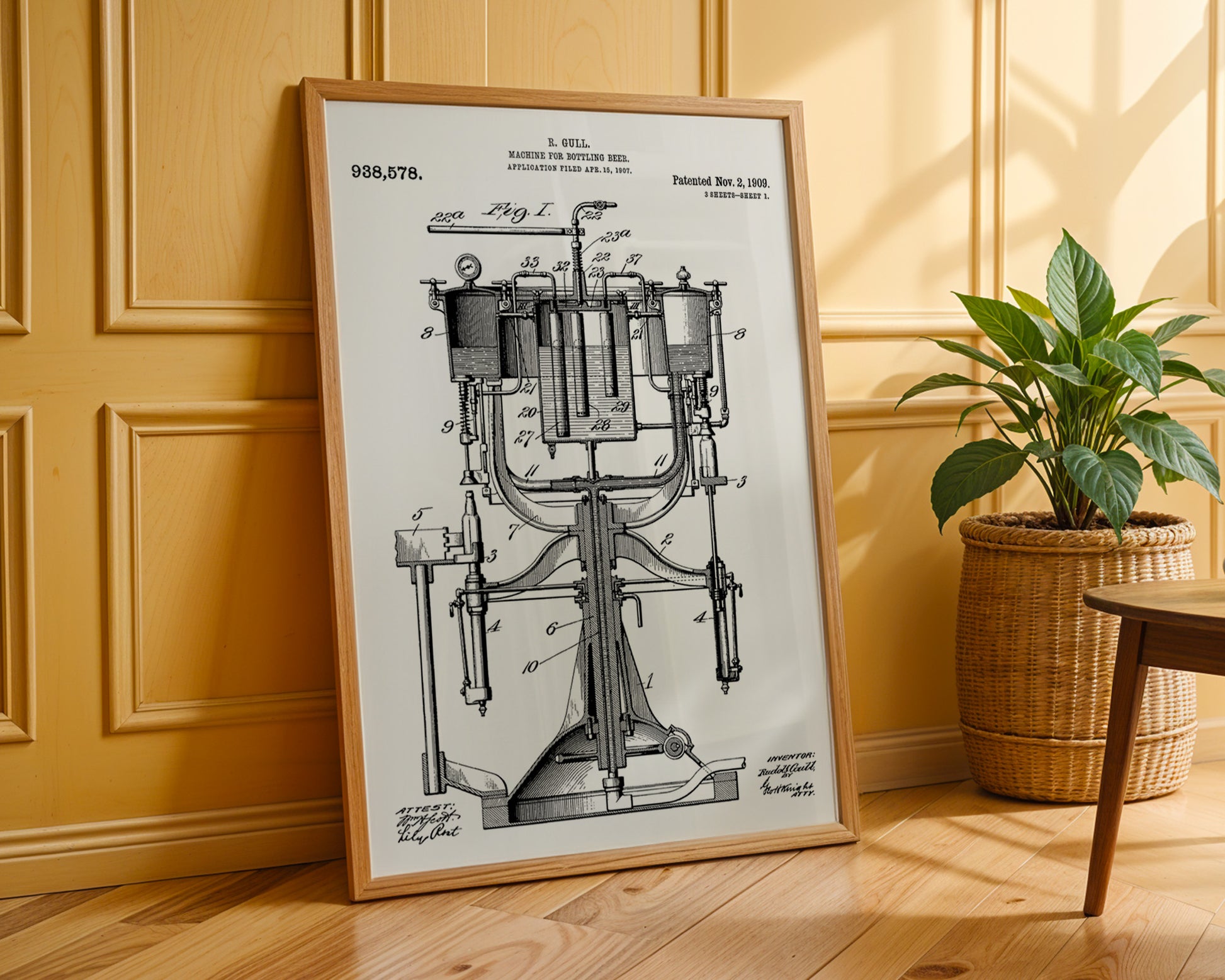 Beer Bottling Machine 1909 Patent Poster - GroovyGrove