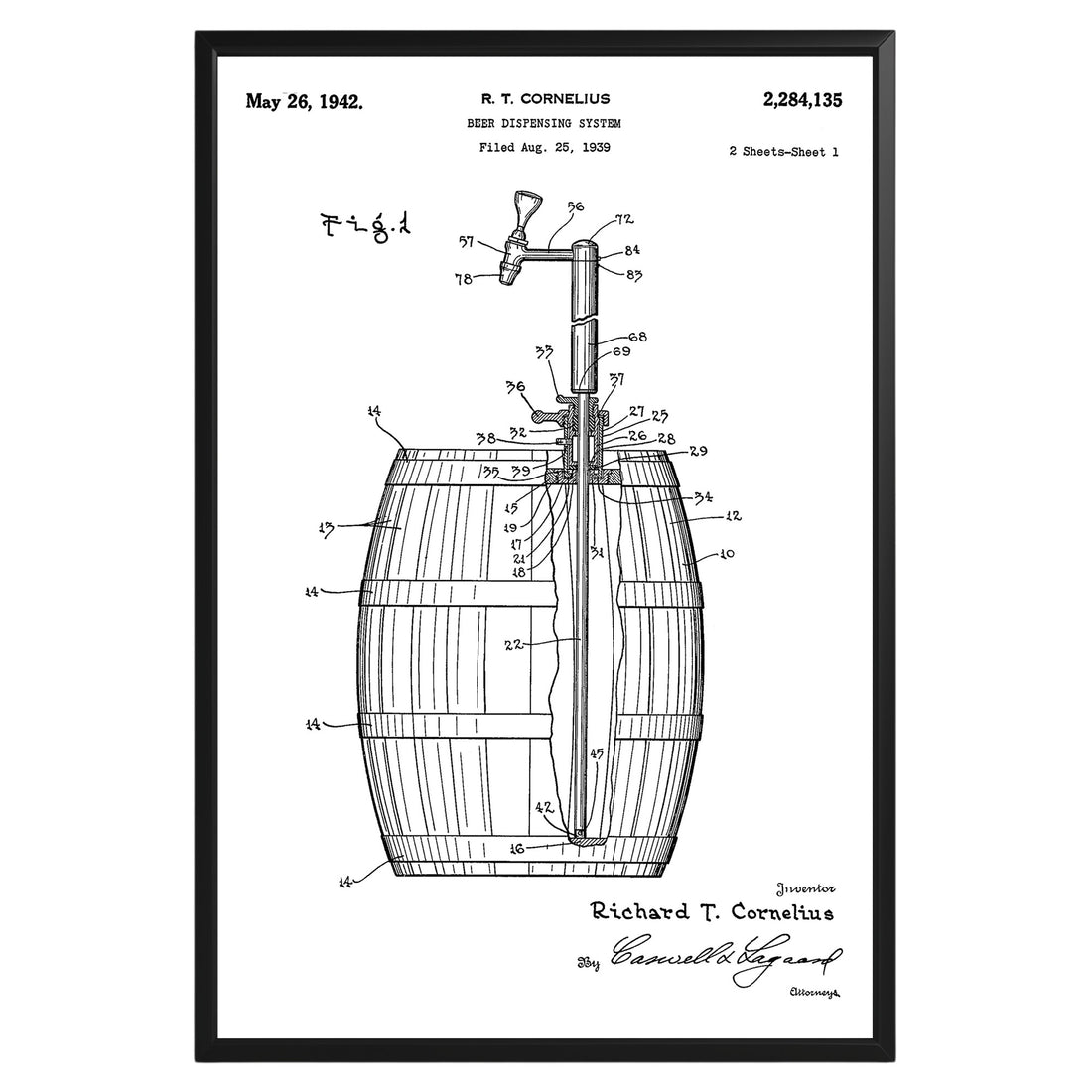 Beer Dispensing System 1942 Patent Poster - GroovyGrove