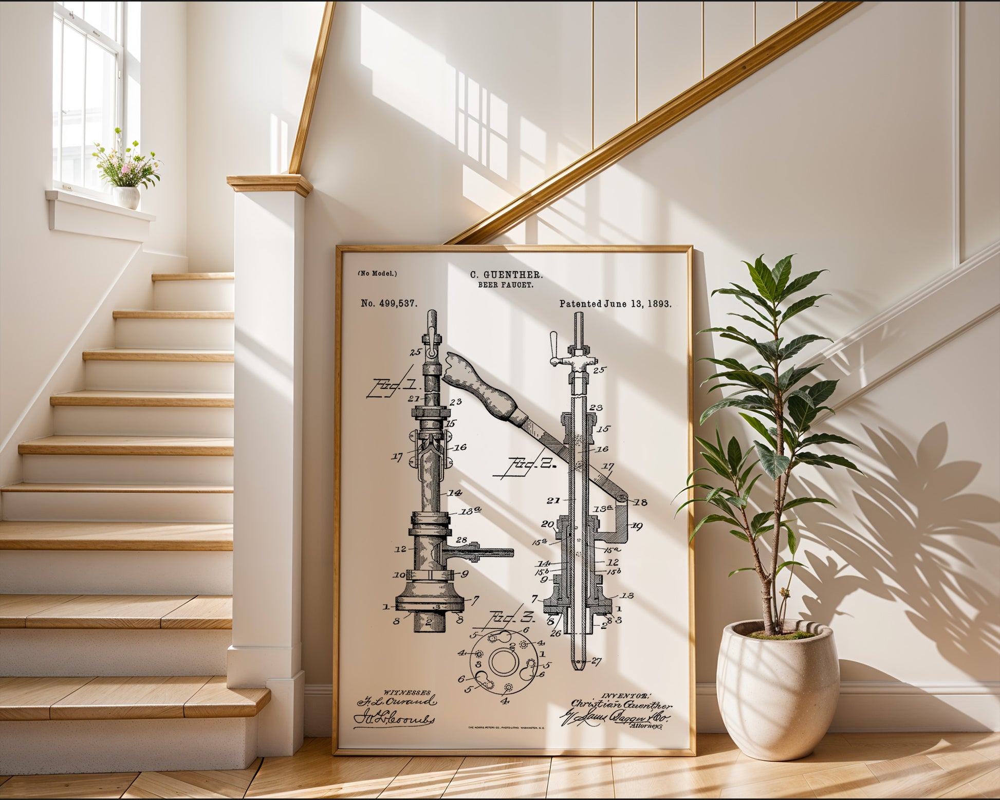 Beer Faucet 1893 Patent Poster - GroovyGrove