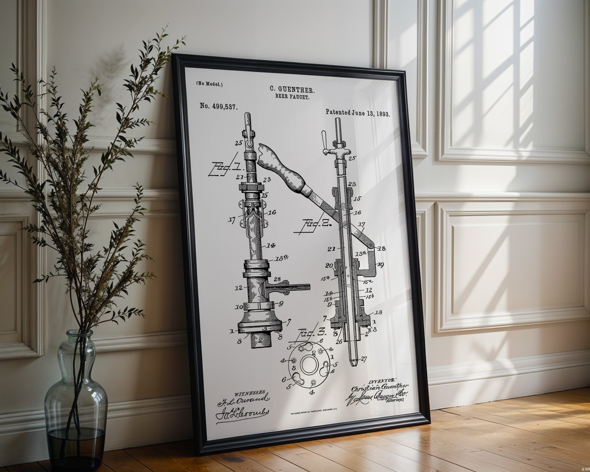 Beer Faucet 1893 Patent Poster - GroovyGrove