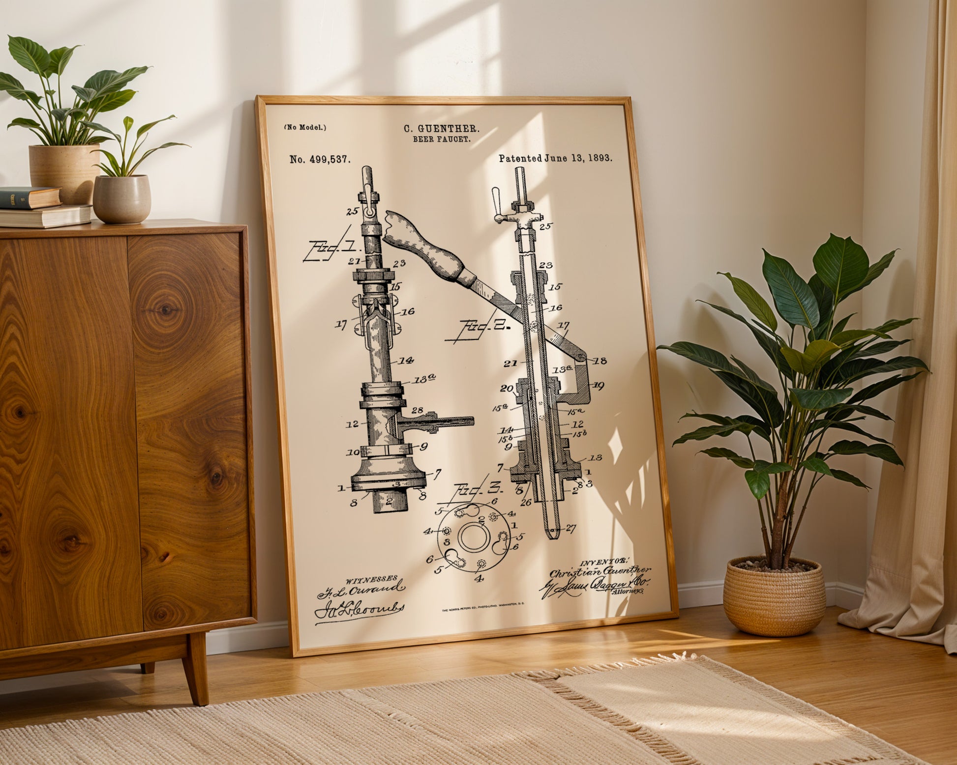 Beer Faucet 1893 Patent Poster - GroovyGrove