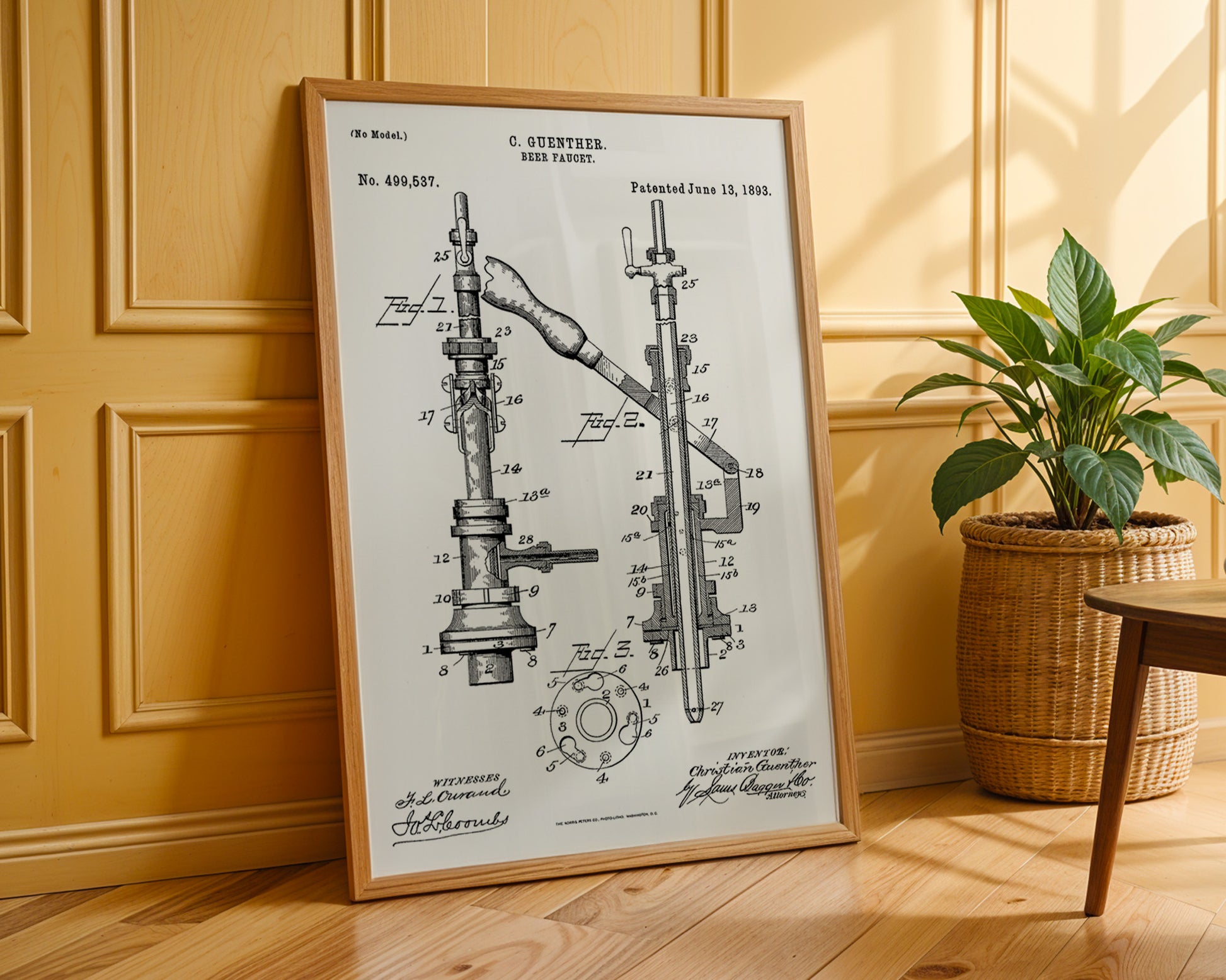 Beer Faucet 1893 Patent Poster - GroovyGrove