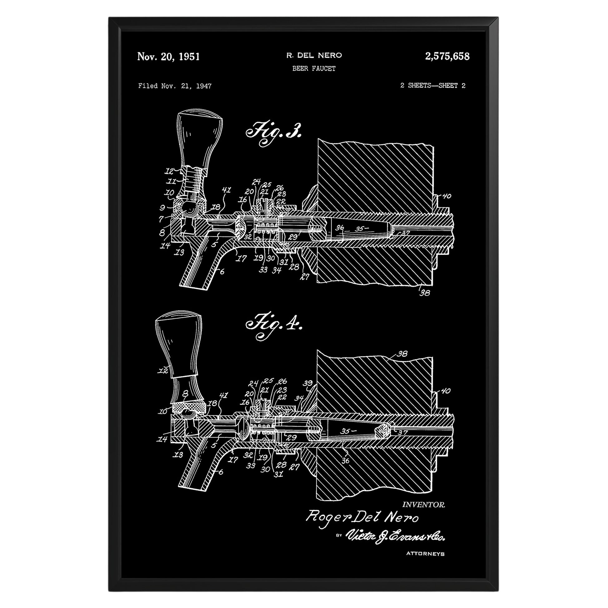 Beer Faucet 1951 Patent Poster - GroovyGrove