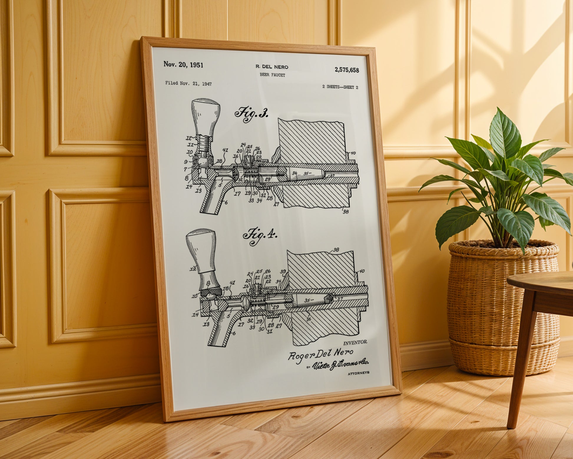 Beer Faucet 1951 Patent Poster - GroovyGrove