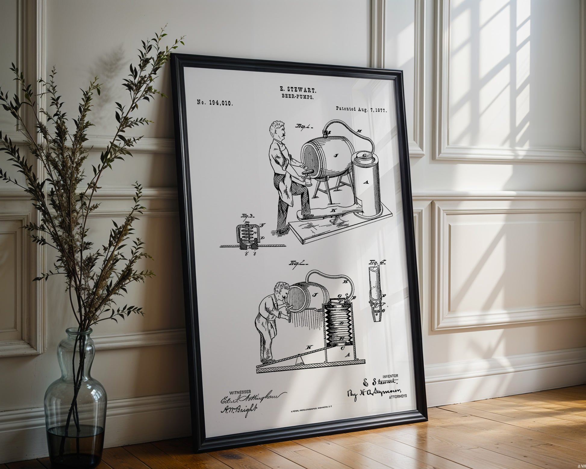 Beer Pumps 1877 Patent Poster - GroovyGrove