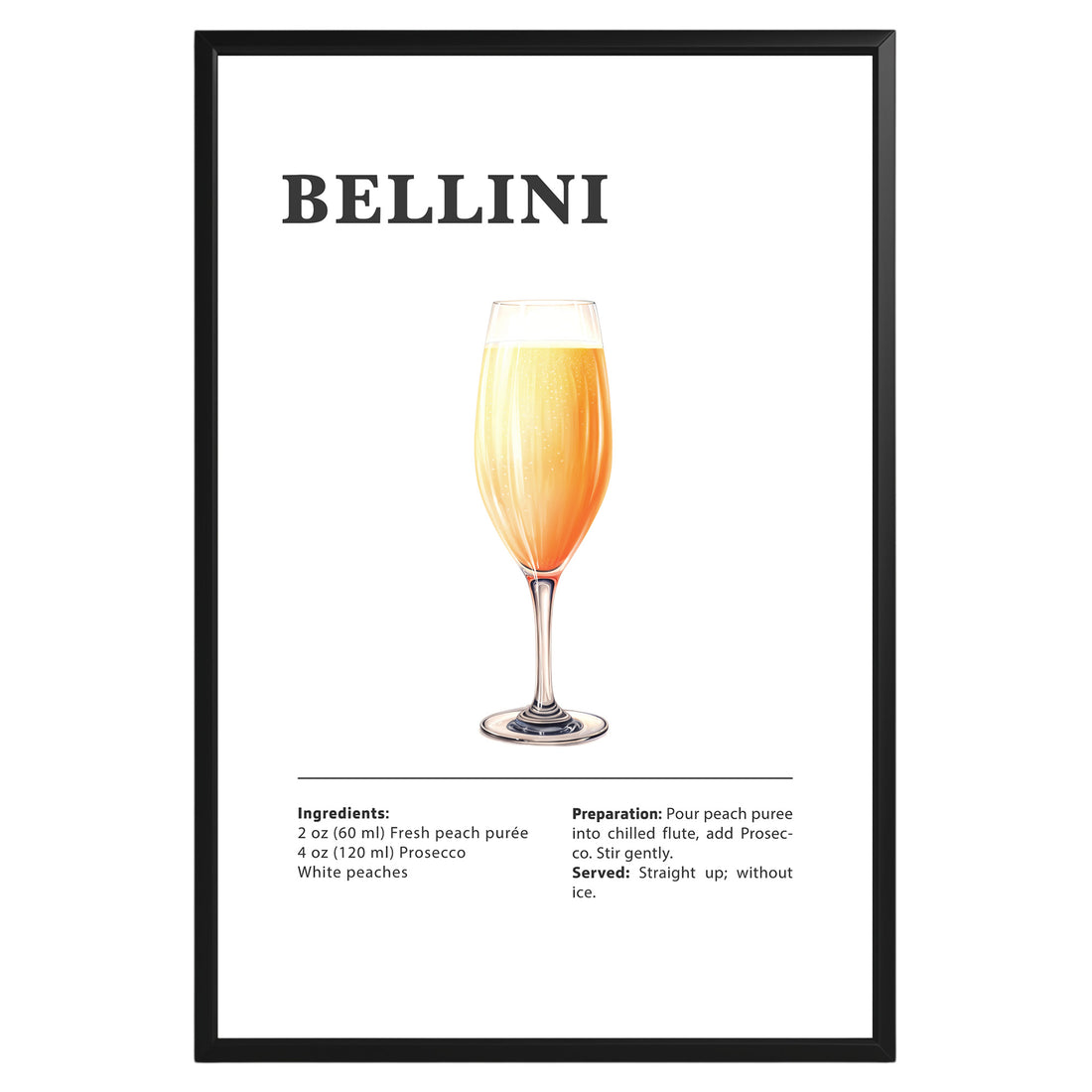 Belllini Cocktail Recipe Poster - GroovyGrove