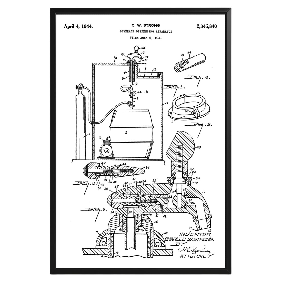 Beverage Dispensing Apparatus 1944 Patent Poster - GroovyGrove