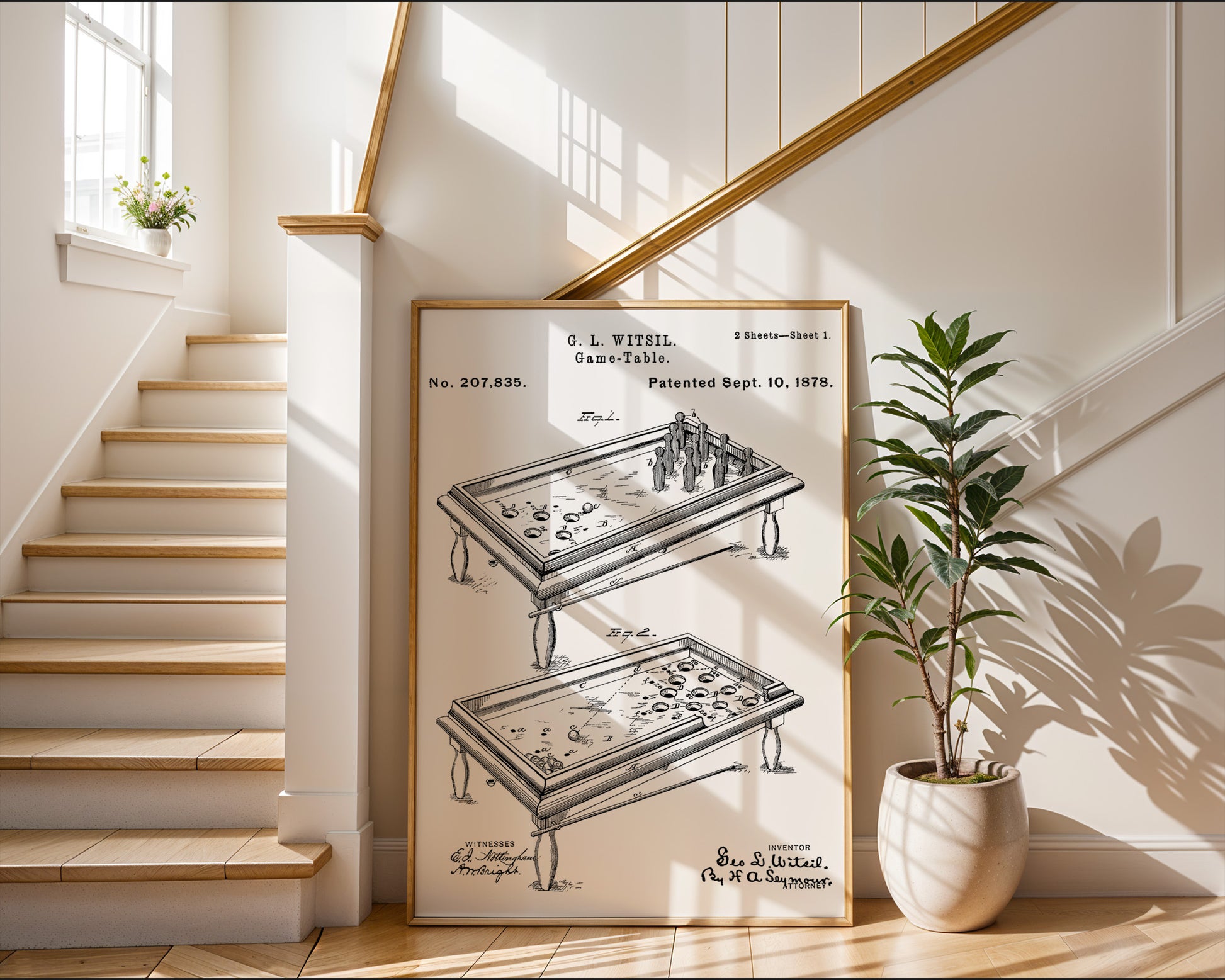 Billard Game Table 1878 Patent Poster - GroovyGrove