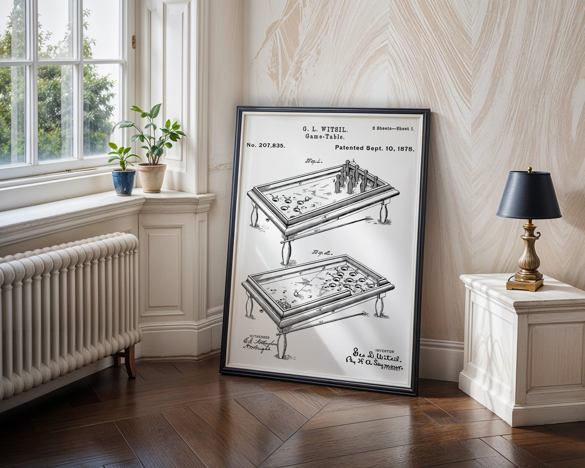 Billard Game Table 1878 Patent Poster - GroovyGrove