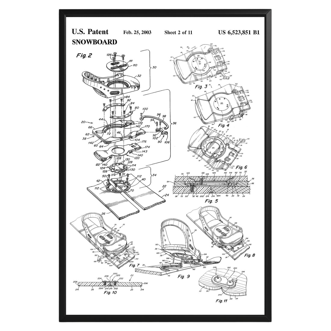 Binding Mechanism For Snowboard 2003 Patent Poster - GroovyGrove